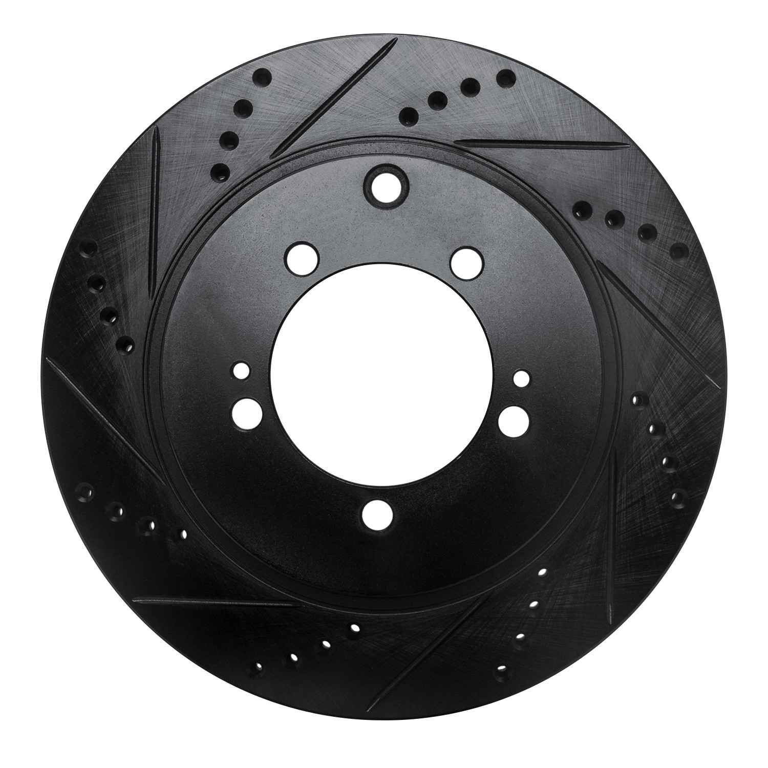 R1 Concepts 03-06 Mitsubishi Lancer Rear Left Drilled & Slotted Black Brake Rotor