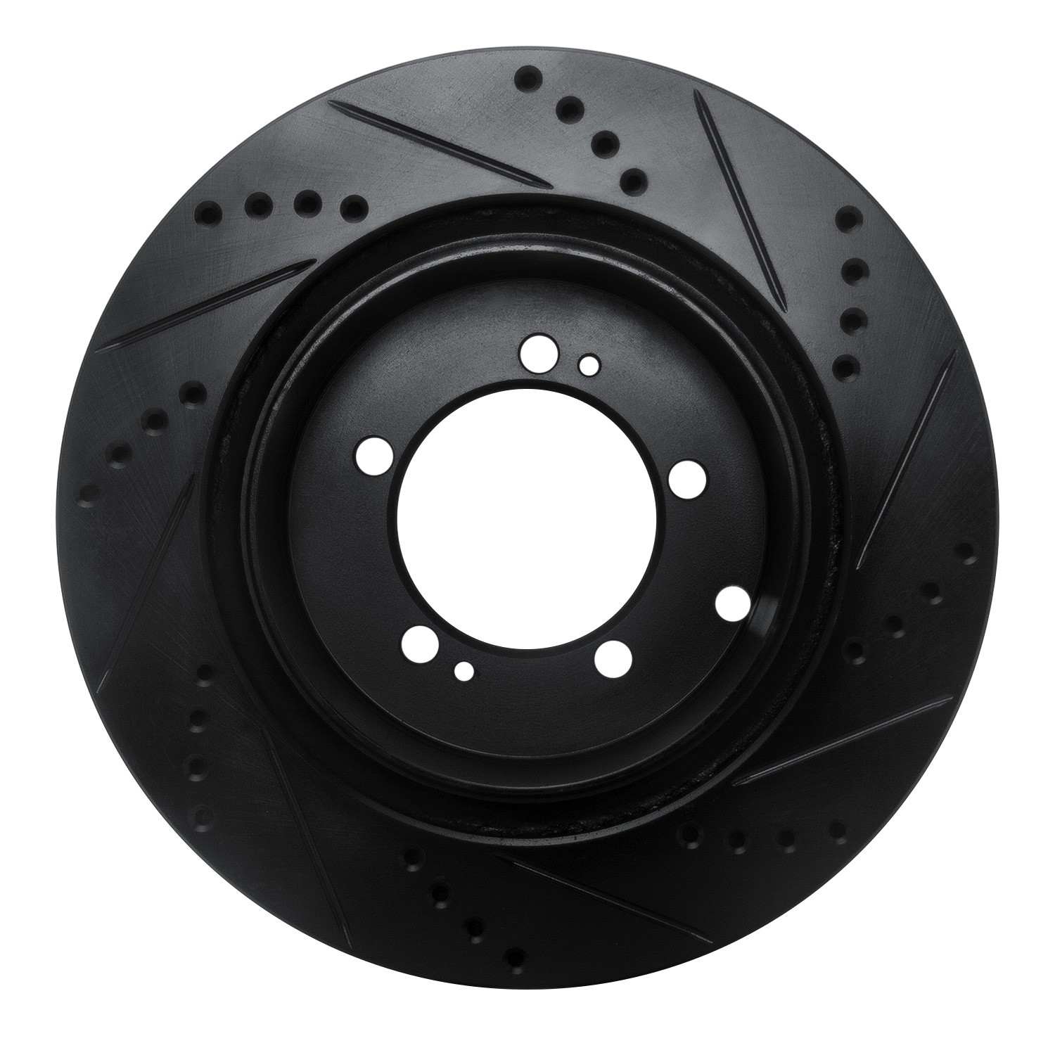 R1 Concepts 03-06 Mitsubishi Lancer Rear Left Drilled & Slotted Black Brake Rotor - Image 2