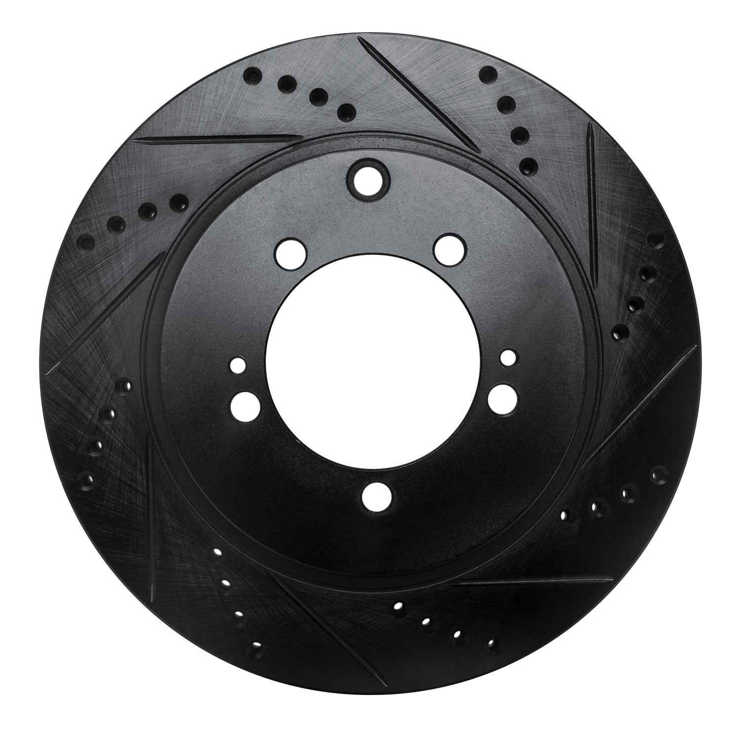 R1 Concepts 03-06 Mitsubishi Lancer Rear Right Drilled & Slotted Black Brake Rotor