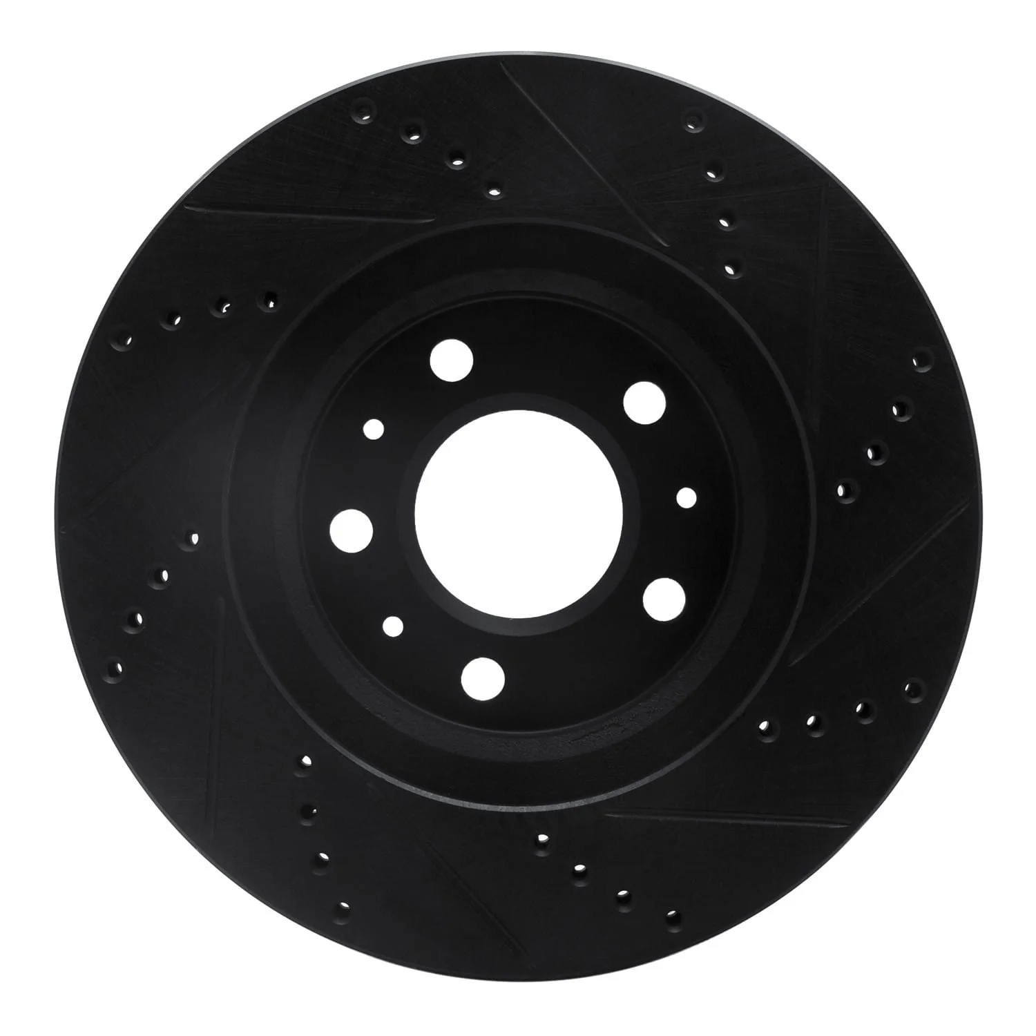 R1 Concepts 03-07 Cadillac CTS Front Left Drilled & Slotted Black Brake Rotor - Image 2
