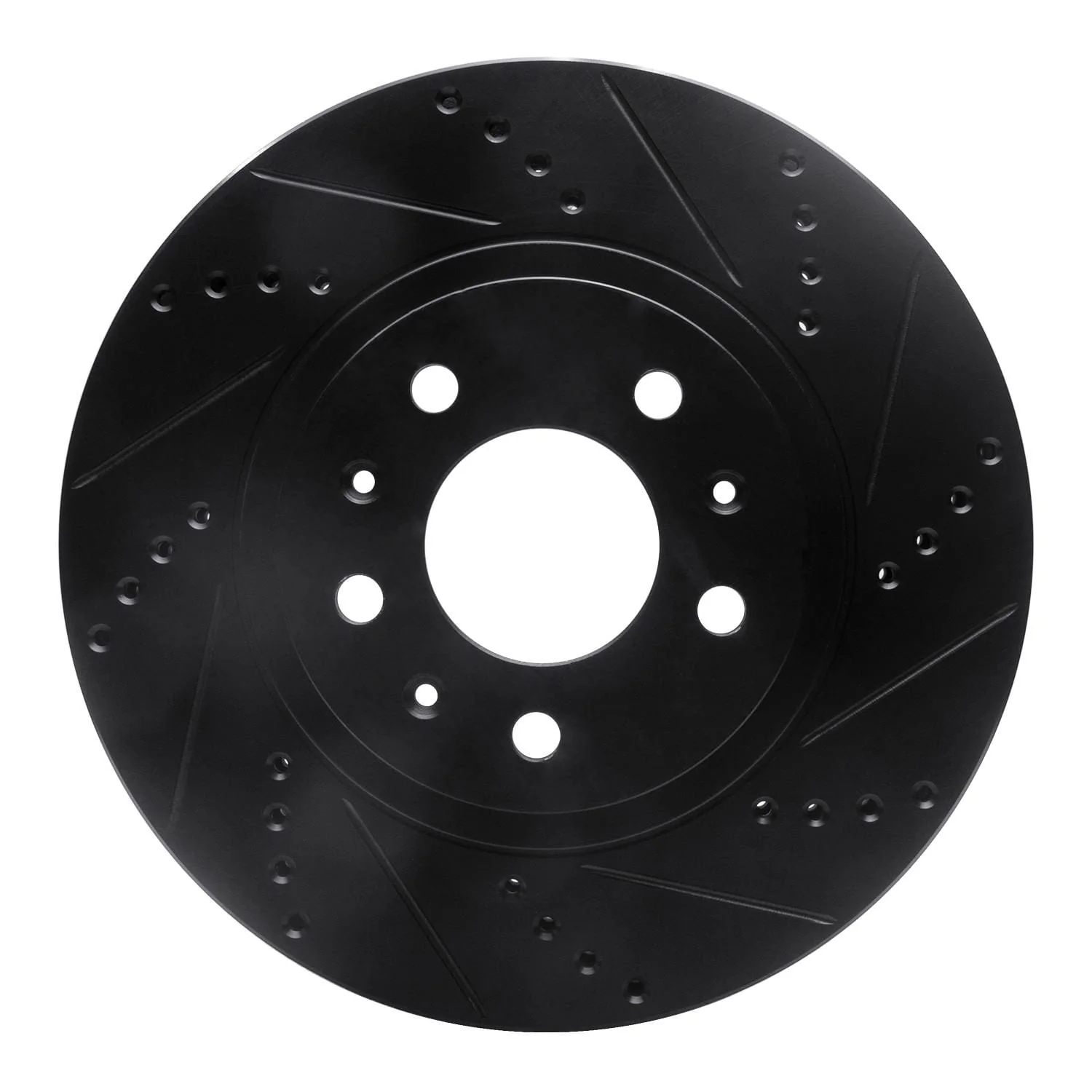 R1 Concepts 03-07 Cadillac CTS Front Right Drilled & Slotted Black Brake Rotor