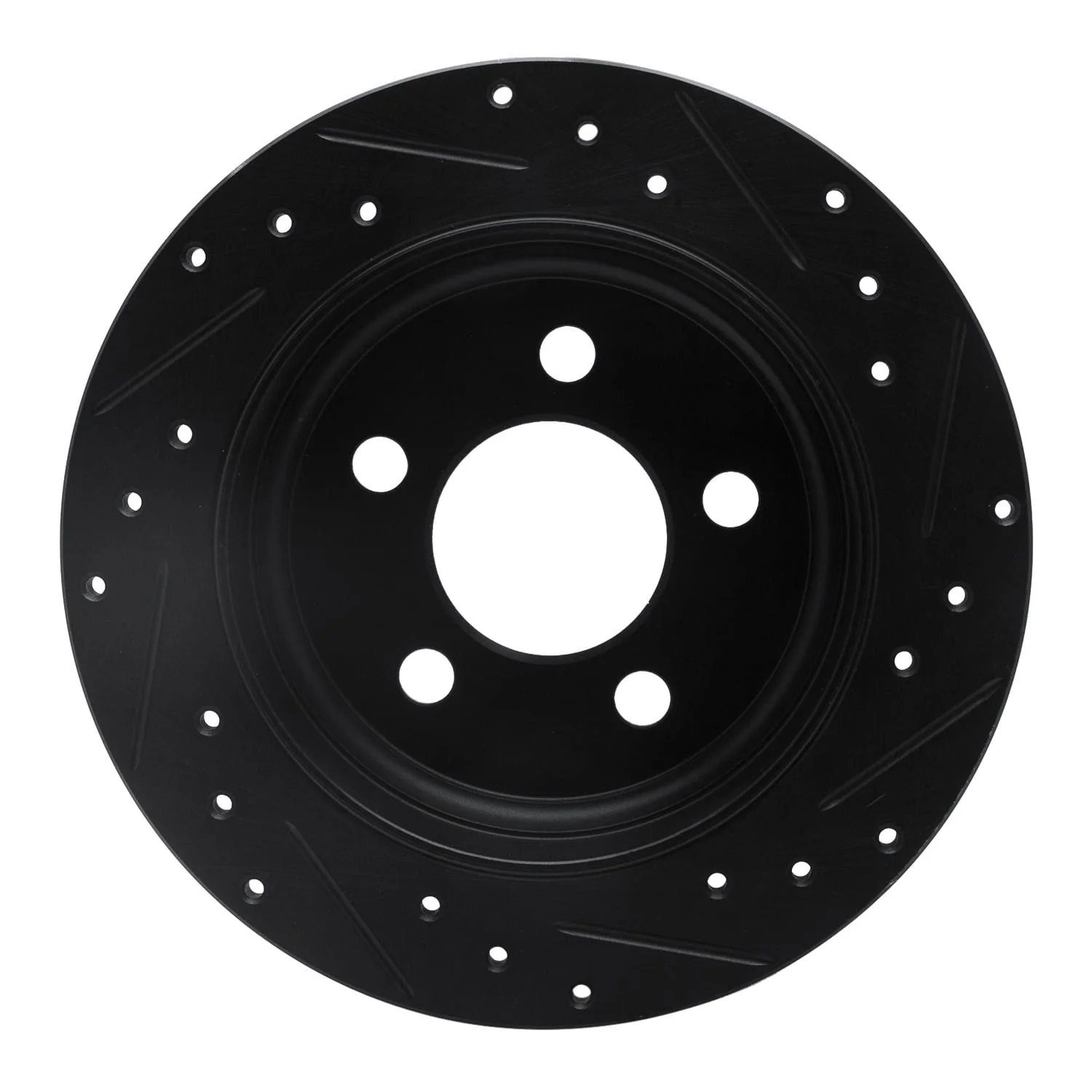 R1 Concepts 03-07 Jeep Liberty Rear Left Drilled & Slotted Black Brake Rotor - Image 2