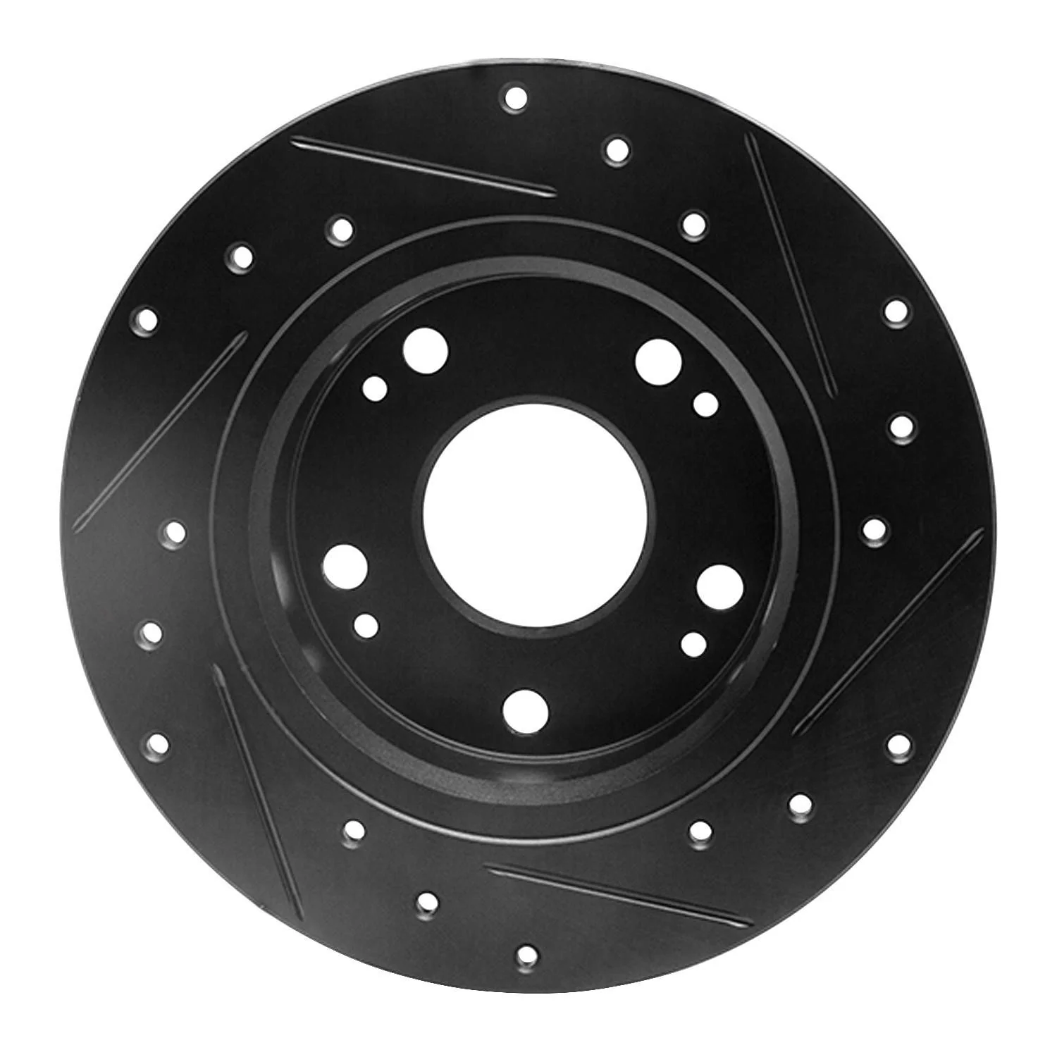 R1 Concepts 03-08 Acura TSX Rear Left Drilled & Slotted Black Brake Rotor - Image 2