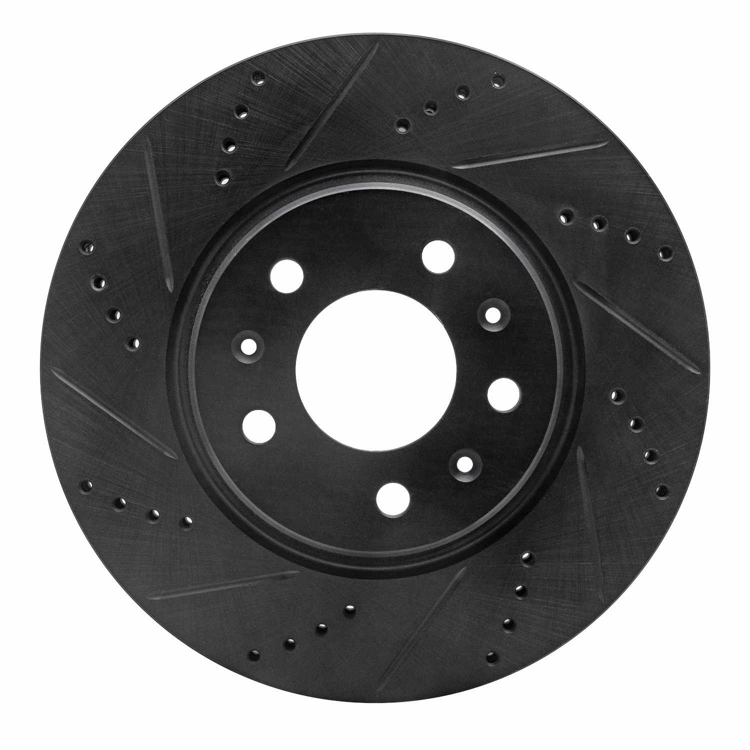 R1 Concepts 03-08 Cadillac STS Front Left Drilled & Slotted Black Brake Rotor