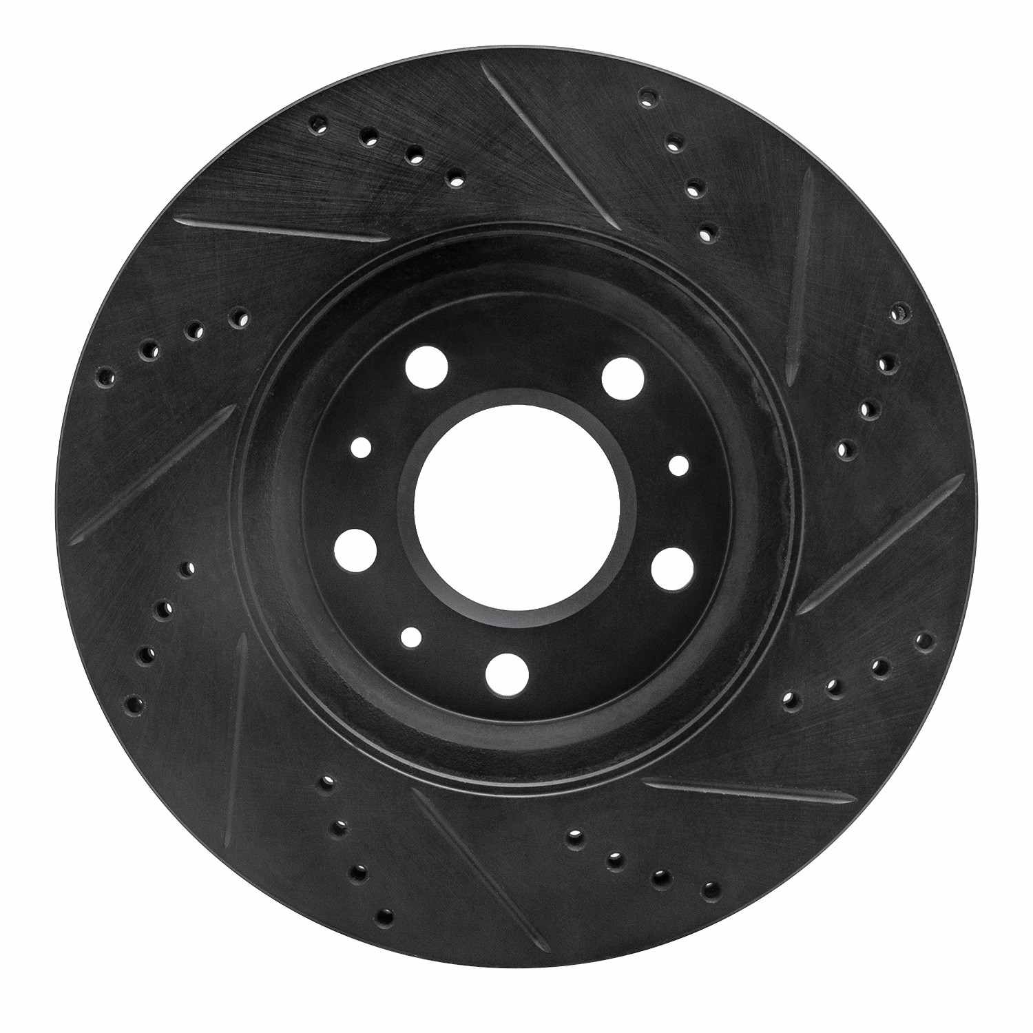 R1 Concepts 03-08 Cadillac STS Front Left Drilled & Slotted Black Brake Rotor - Image 2