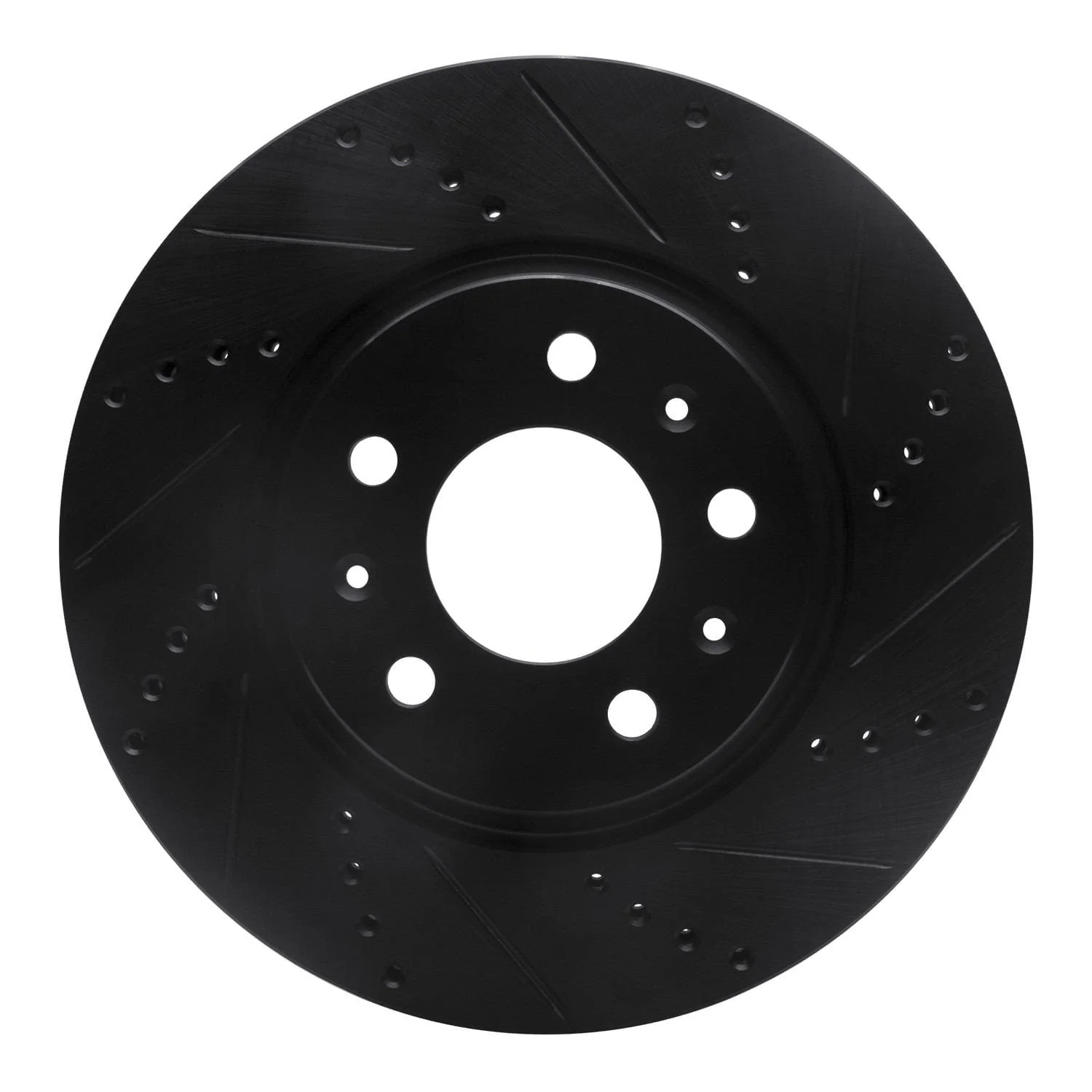 R1 Concepts 03-08 Cadillac STS Front Right Drilled & Slotted Black Brake Rotor