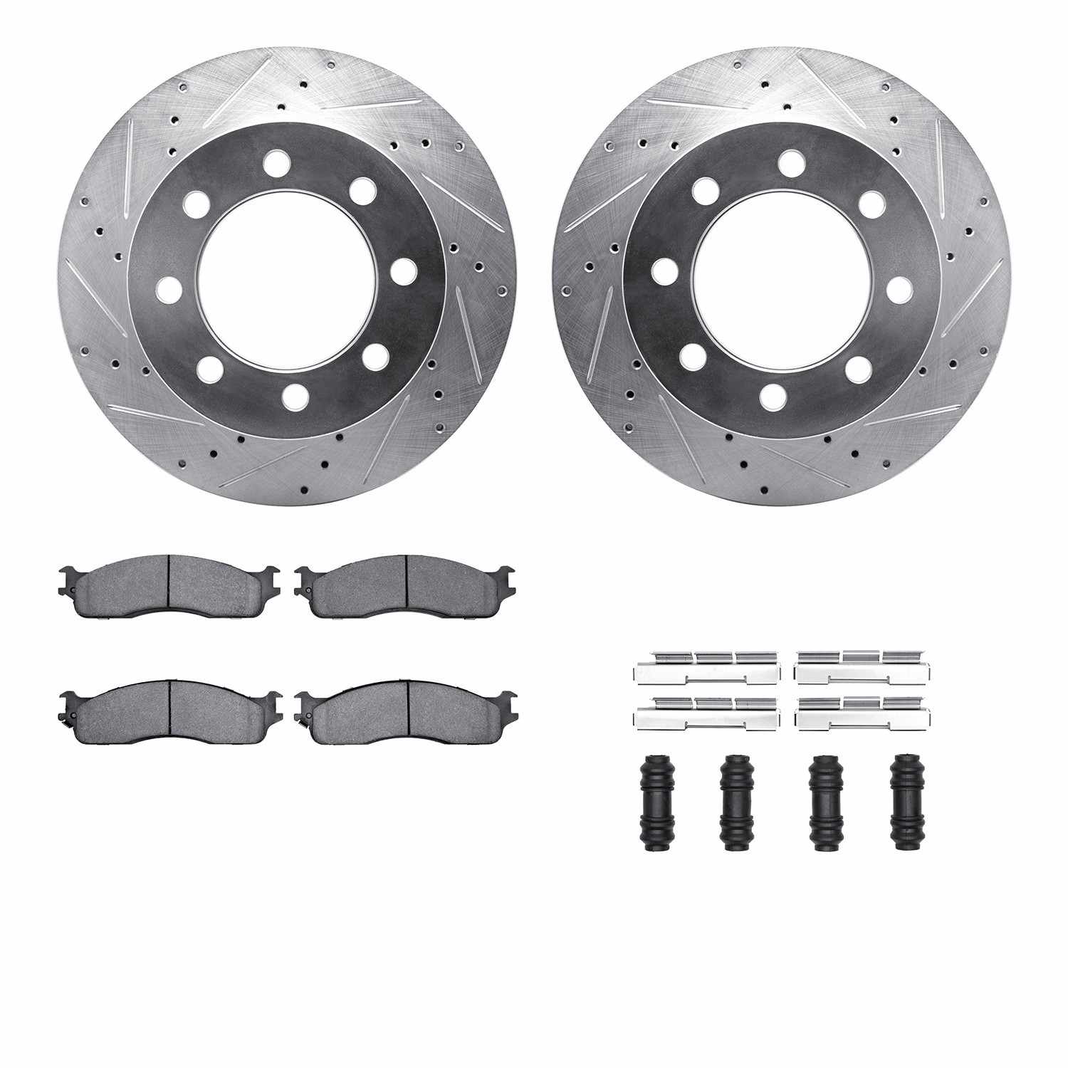 R1 Concepts 03-08 Dodge Ram 1500 Front Drill/Slot Silver Rotors w/Off-Road/Tow Pads
