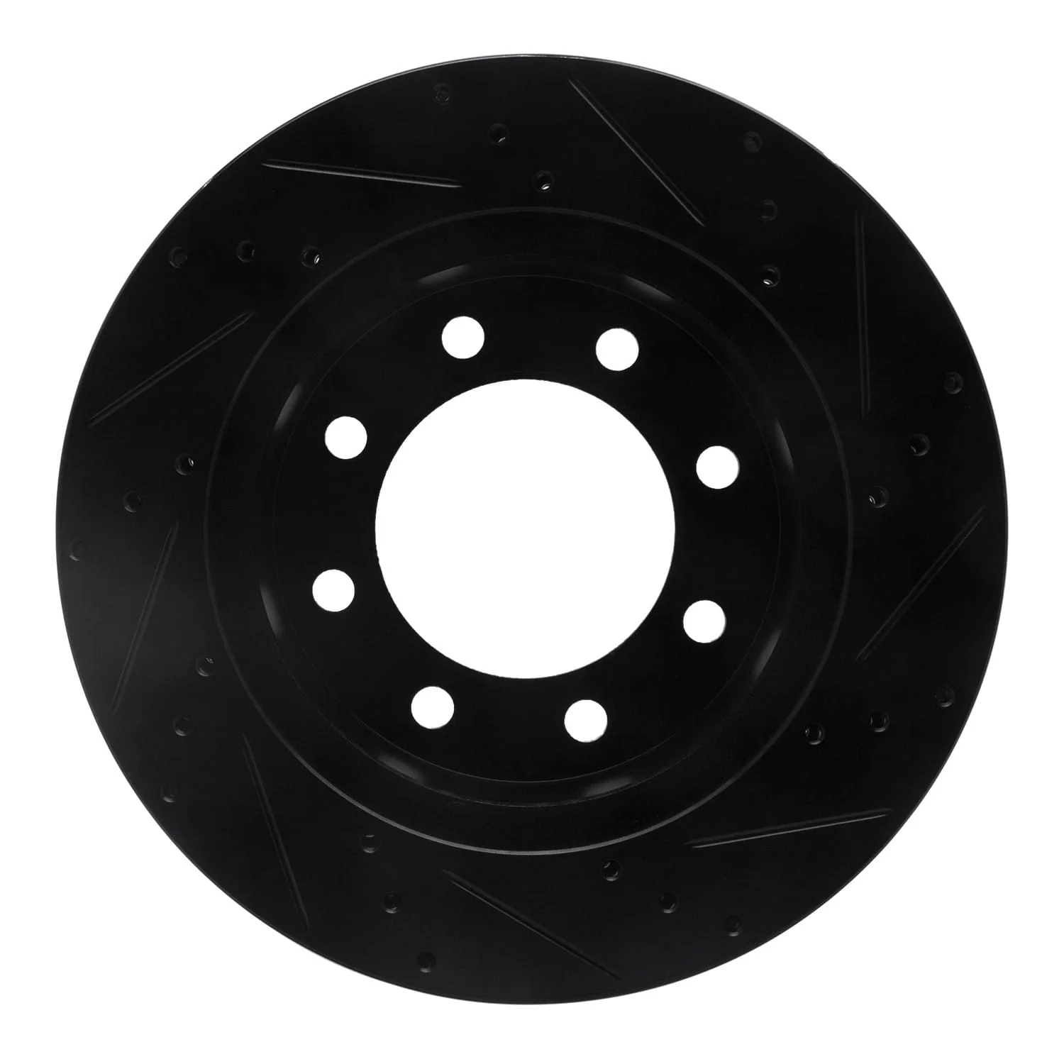 R1 Concepts 03-08 Dodge Ram 2500 Front Left Drilled & Slotted Black Brake Rotor - Image 2