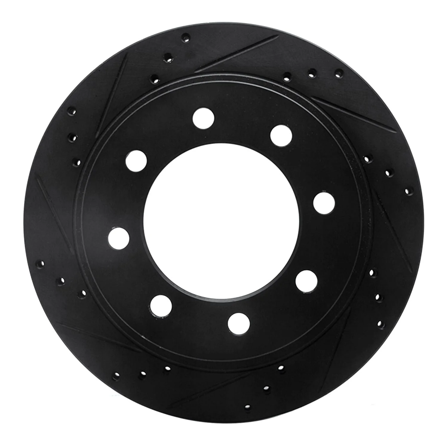 R1 Concepts 03-08 Dodge Ram 4000 (Mexico) Rear Left Drilled & Slotted Black Brake Rotor