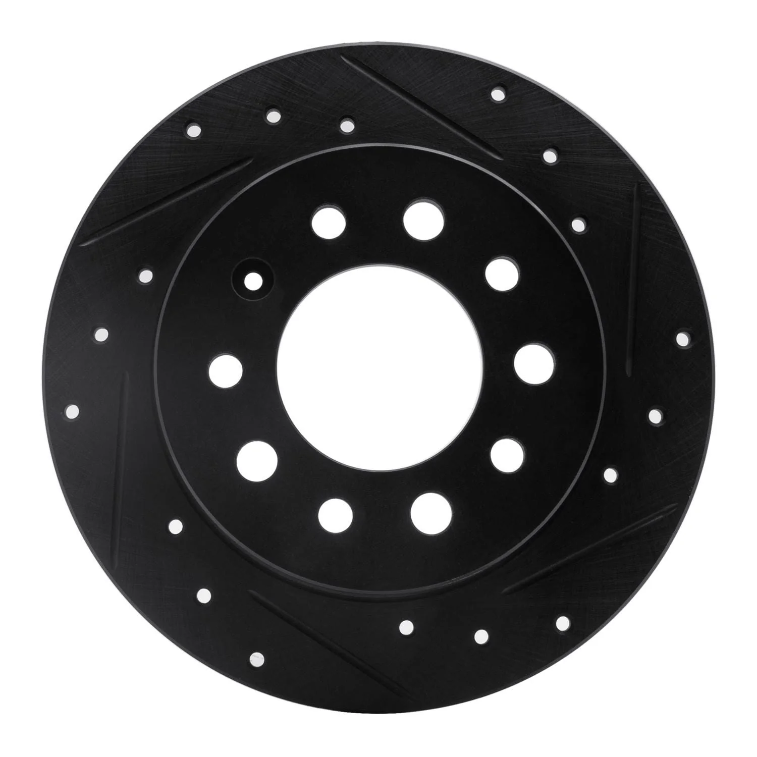 R1 Concepts 03-08 Hyundai Tiburon Rear Right Drilled & Slotted Black Brake Rotor