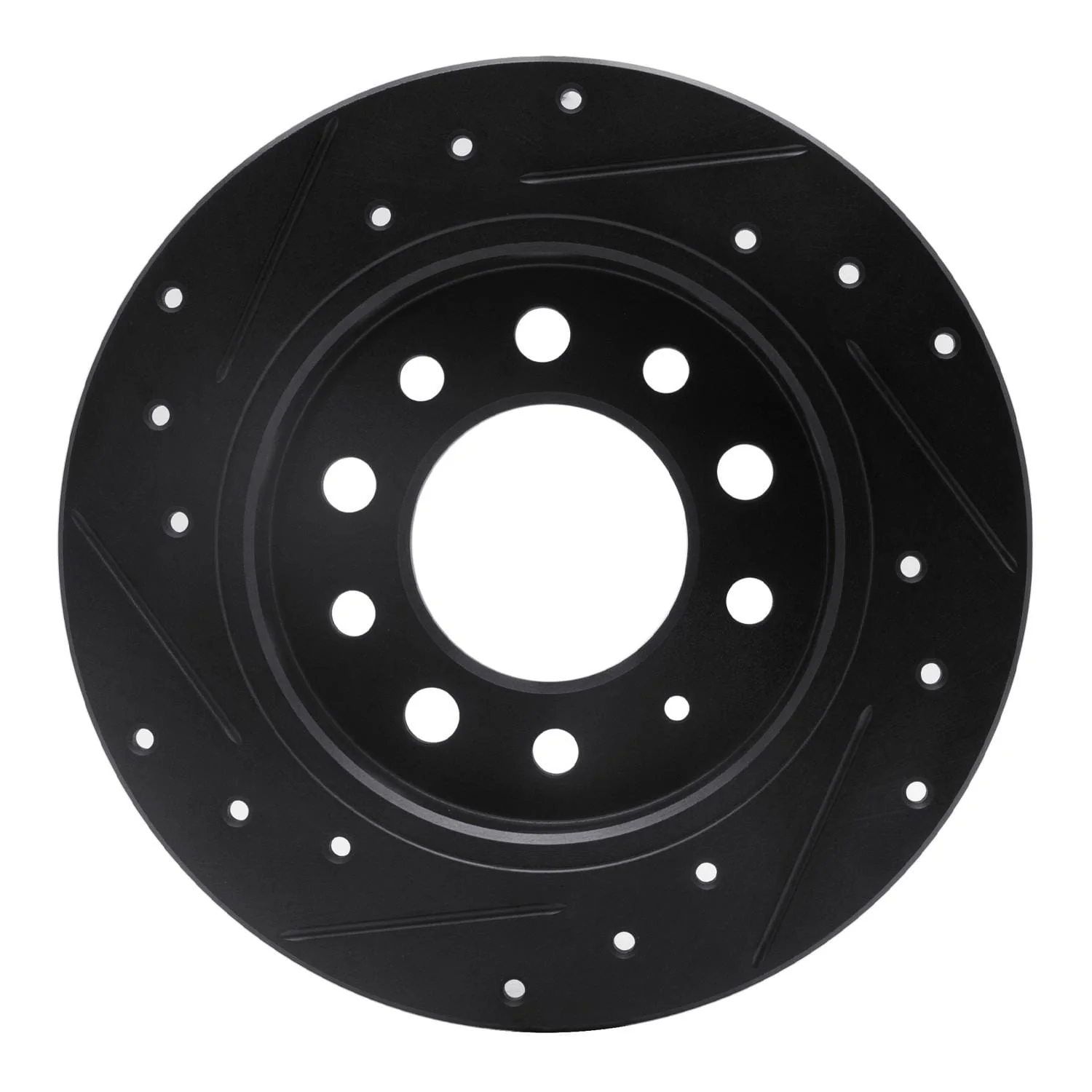 R1 Concepts 03-08 Hyundai Tiburon Rear Right Drilled & Slotted Black Brake Rotor - Image 2