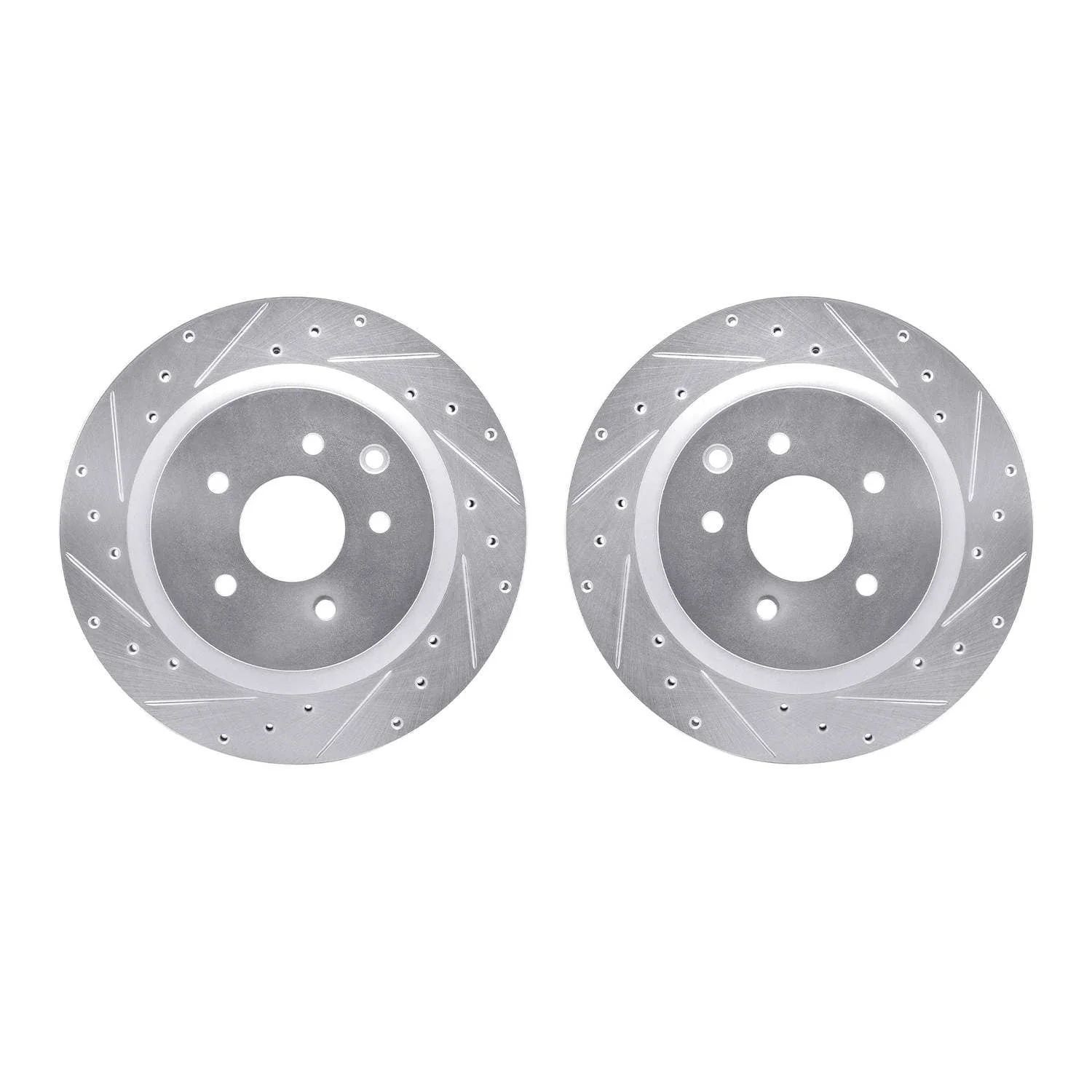 R1 Concepts 03-08 Infiniti G35 Rear Drilled & Slotted Silver Brake Rotor Set