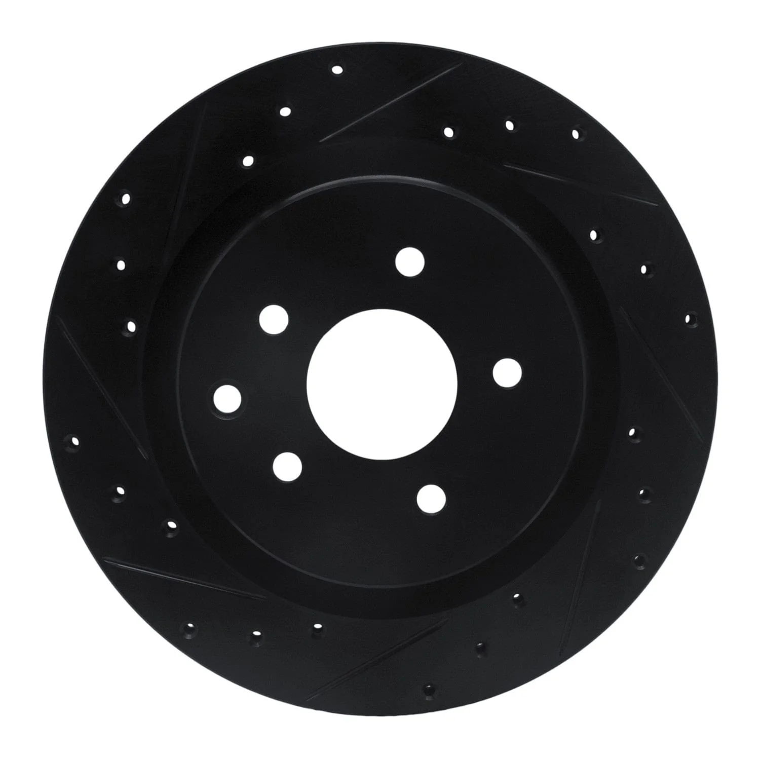 R1 Concepts 03-08 Infiniti G35 Rear Left Drilled & Slotted Black Brake Rotor
