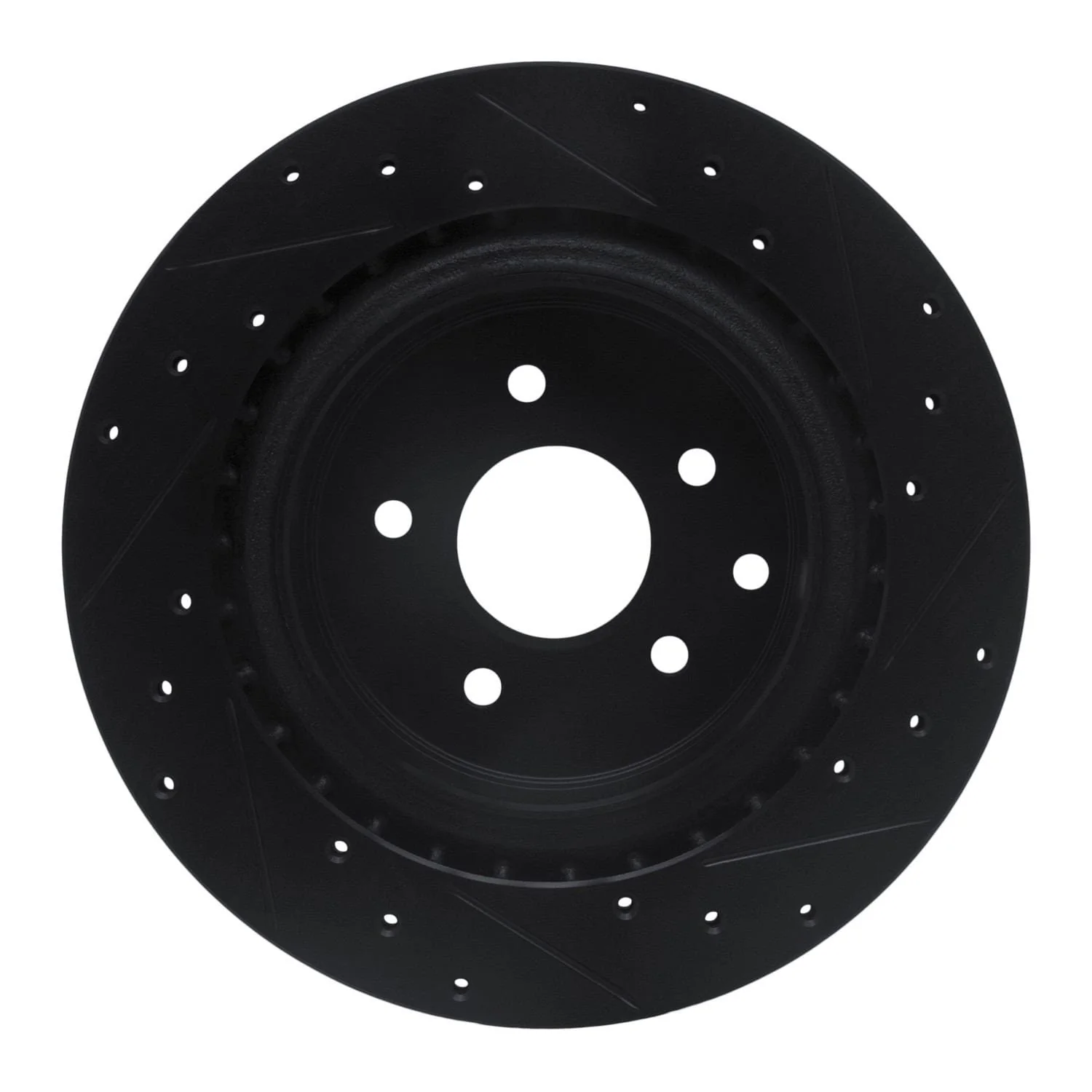 R1 Concepts 03-08 Infiniti G35 Rear Left Drilled & Slotted Black Brake Rotor - Image 2