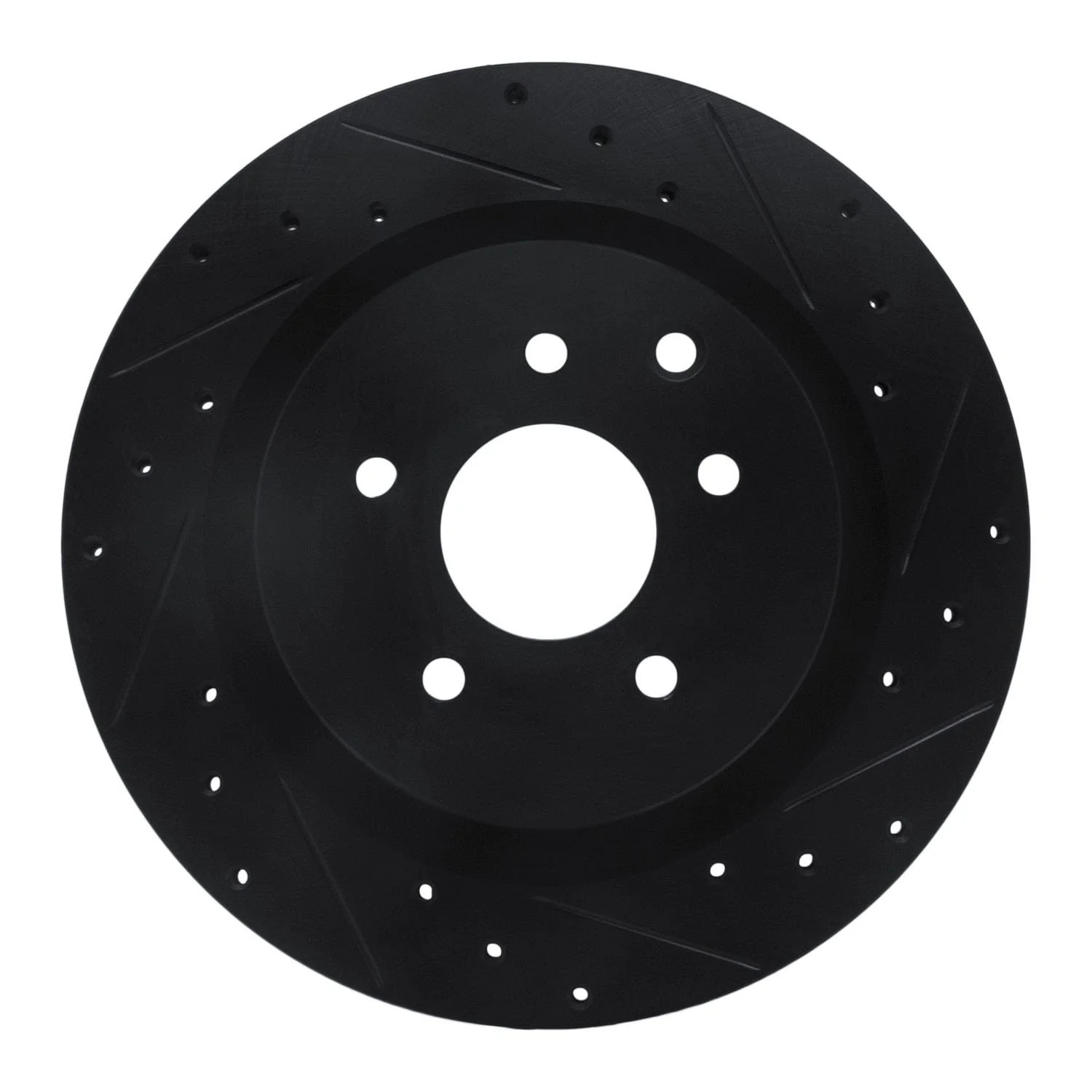 R1 Concepts 03-08 Infiniti G35 Rear Right Drilled & Slotted Black Brake Rotor
