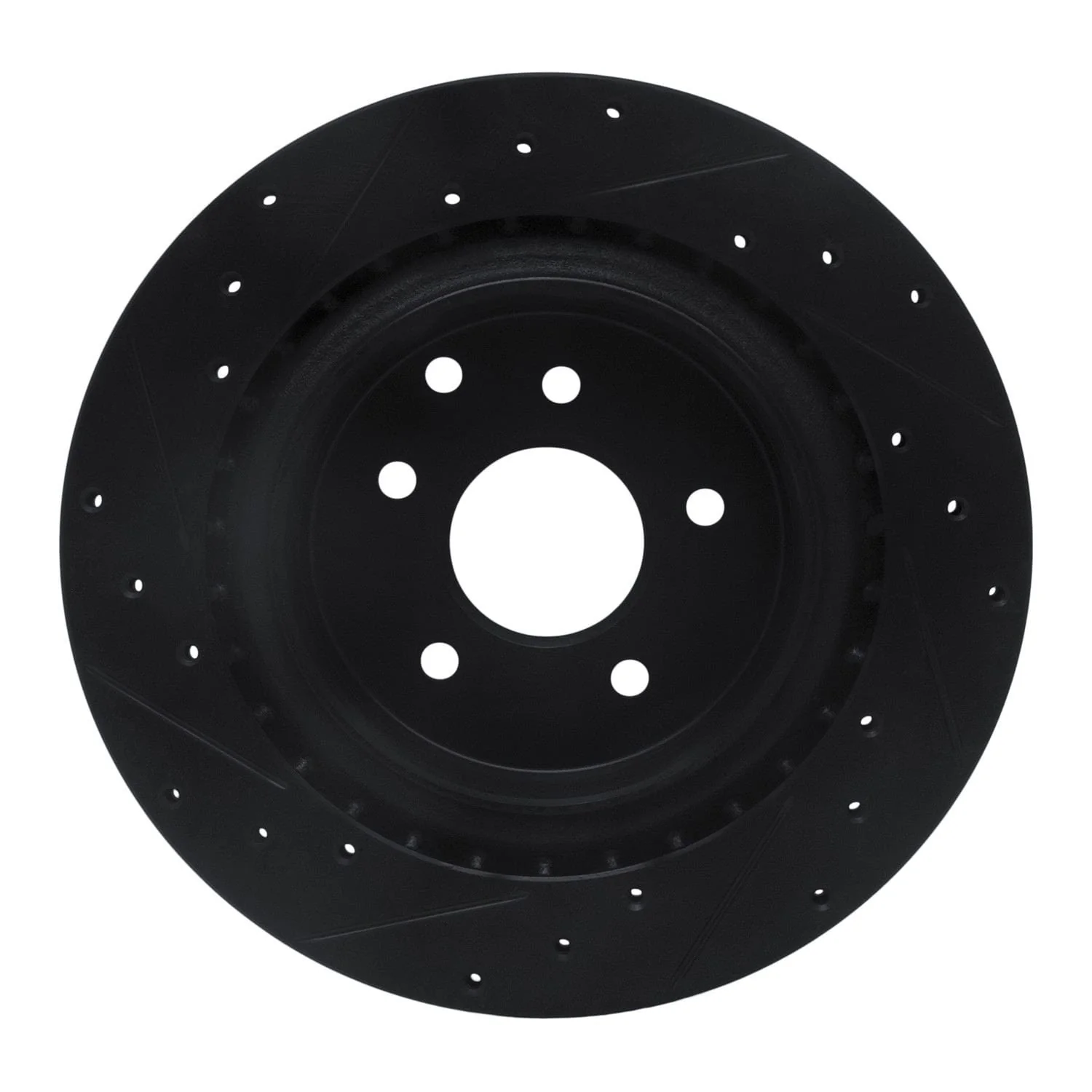 R1 Concepts 03-08 Infiniti G35 Rear Right Drilled & Slotted Black Brake Rotor - Image 2