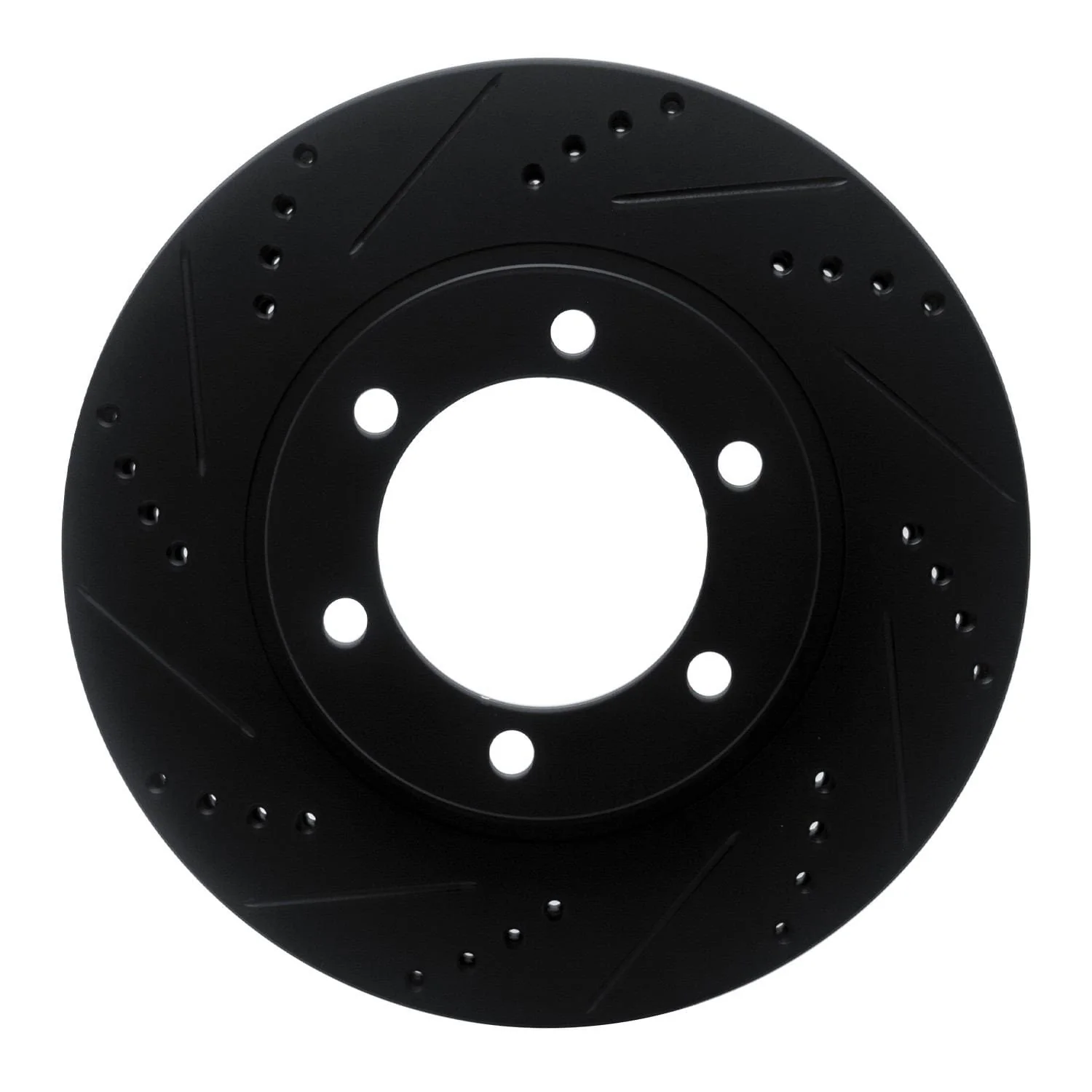 R1 Concepts 03-09 Lexus GX470 Front Left Drilled & Slotted Black Brake Rotor