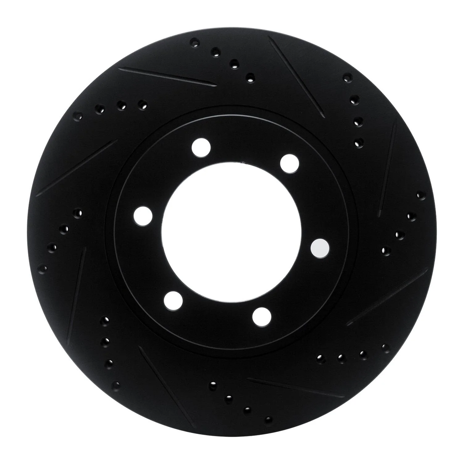 R1 Concepts 03-09 Lexus GX470 Front Right Drilled & Slotted Black Brake Rotor