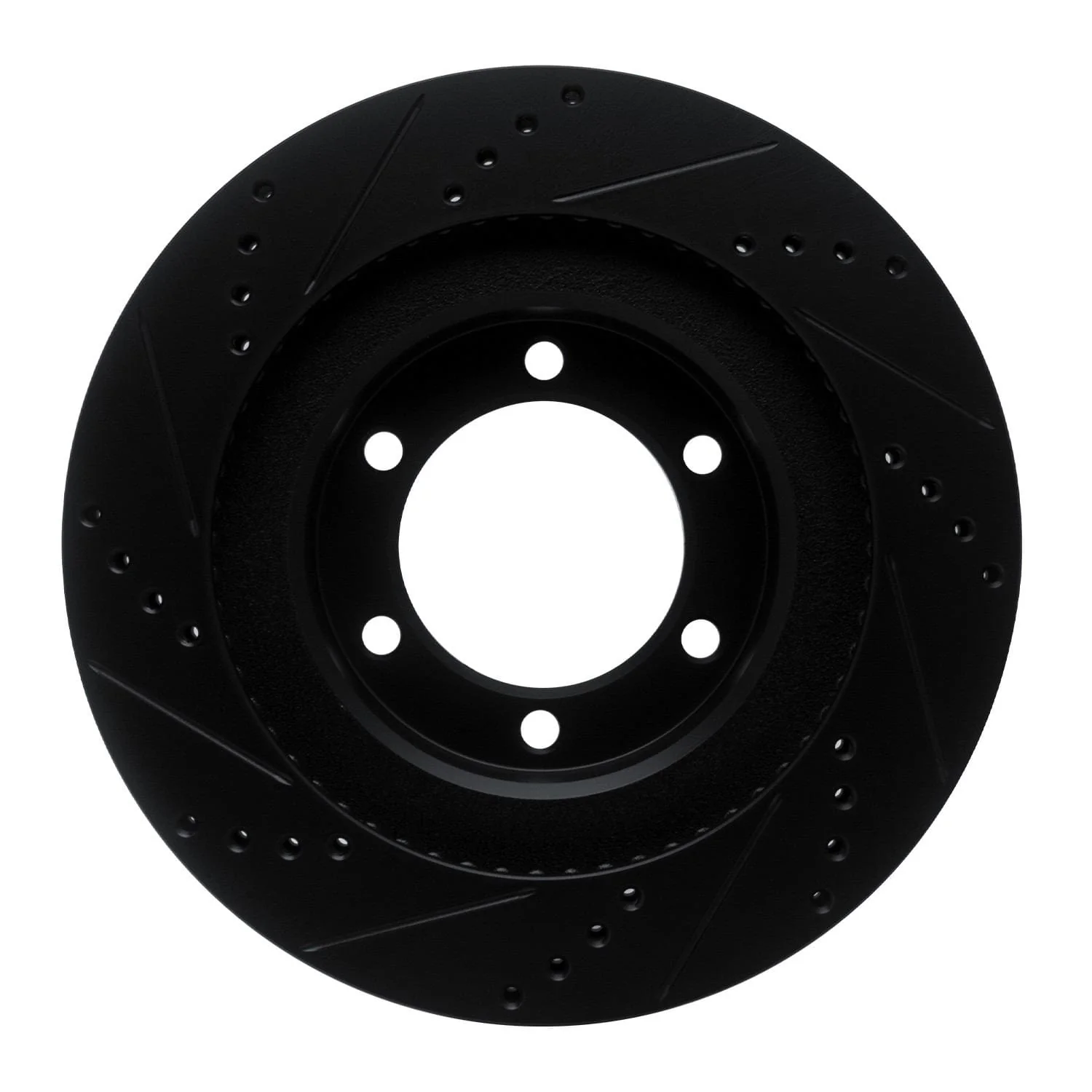 R1 Concepts 03-09 Lexus GX470 Front Right Drilled & Slotted Black Brake Rotor - Image 2