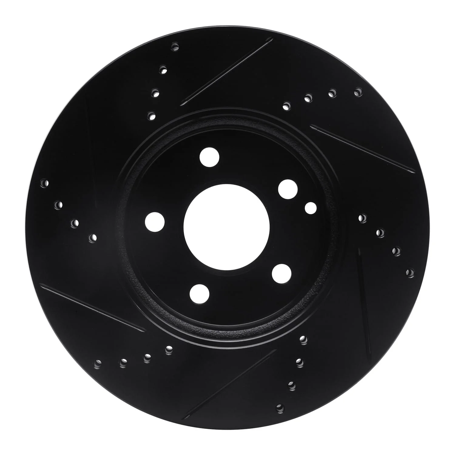 R1 Concepts 03-09 Mercedes-Benz E350 Front Right Drilled & Slotted Black Brake Rotor - Image 2
