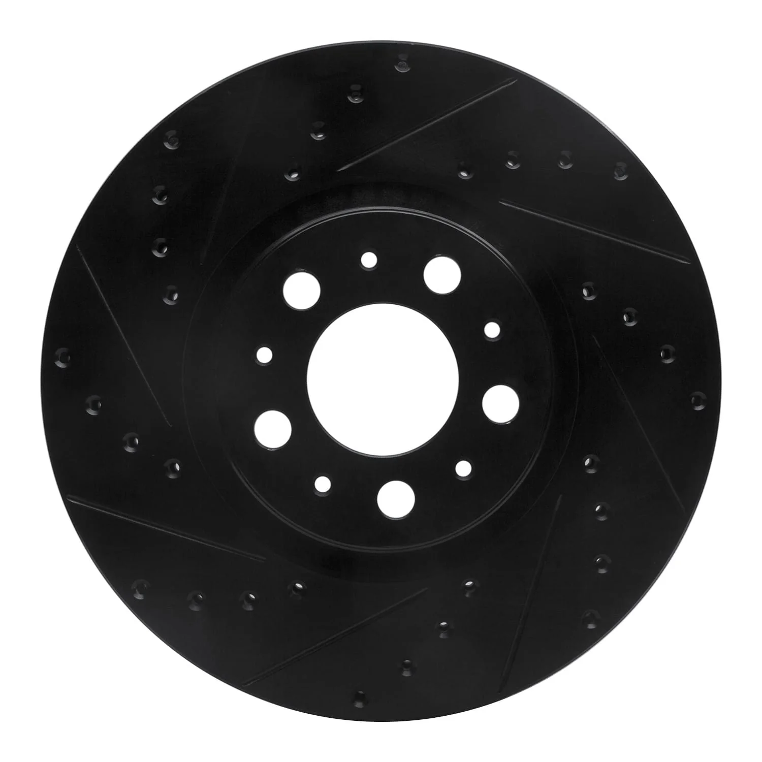 R1 Concepts 03-09 Volvo S60 Front Left Drilled & Slotted Black Brake Rotor