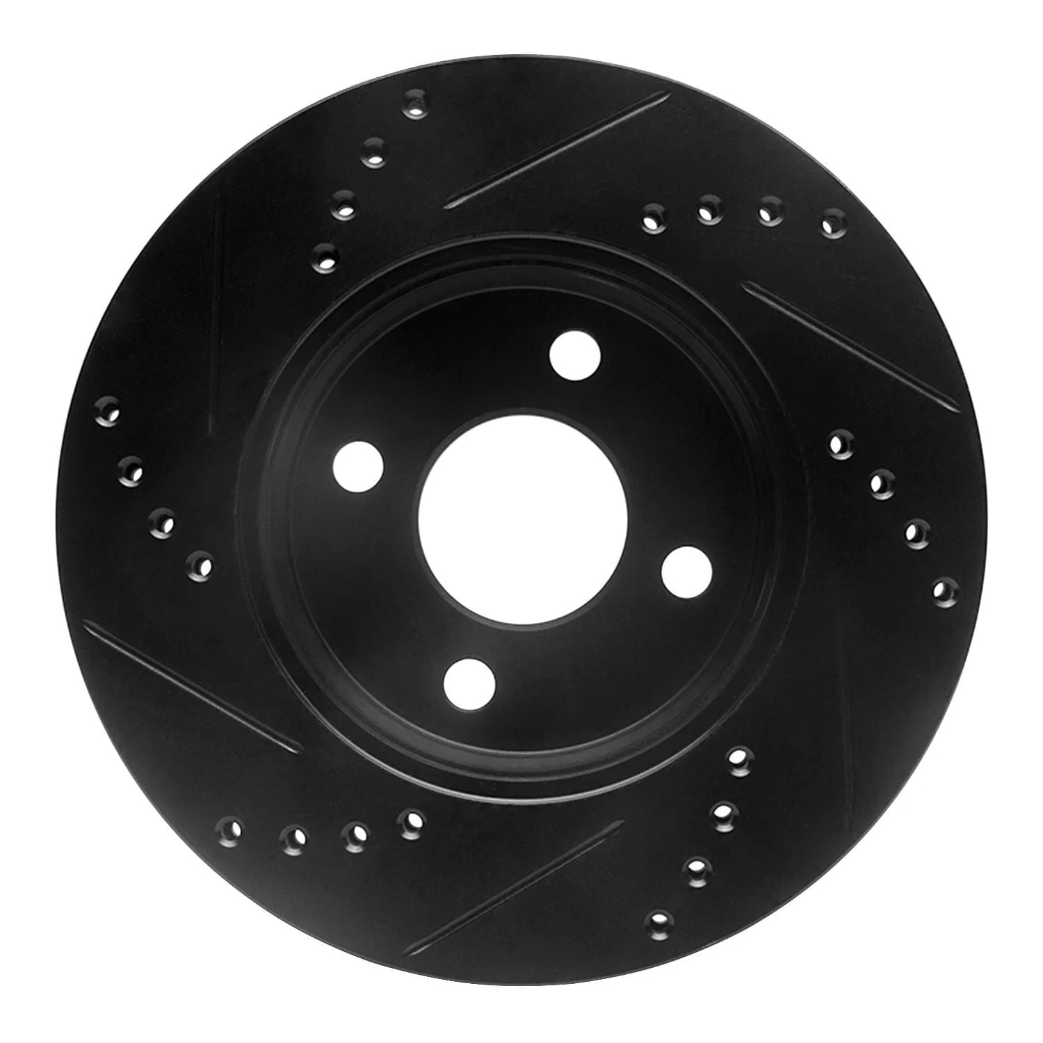 R1 Concepts 03-10 Chevrolet Cobalt Front Right Drilled & Slotted Black Brake Rotor - Image 2