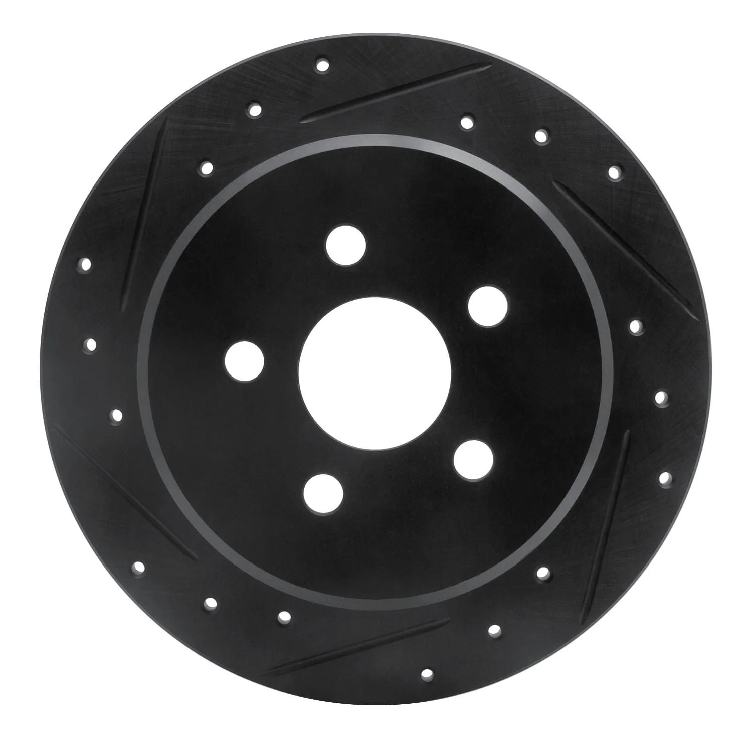 R1 Concepts 03-10 Chrysler PT Cruiser Rear Left Drilled & Slotted Black Brake Rotor
