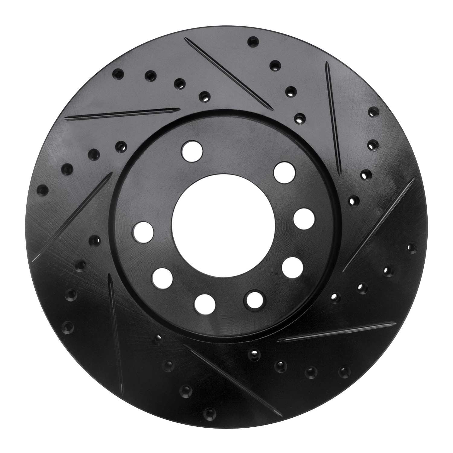 R1 Concepts 03-11 Cadillac BLS (Mexico) Front Right Drilled & Slotted Black Brake Rotor