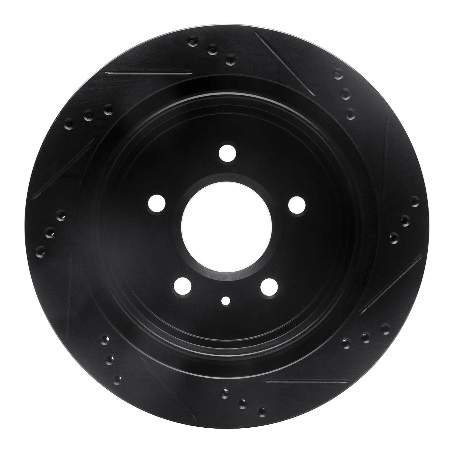 R1 Concepts 03-11 Cadillac CTS Rear Left Drilled & Slotted Black Brake Rotor - Image 2