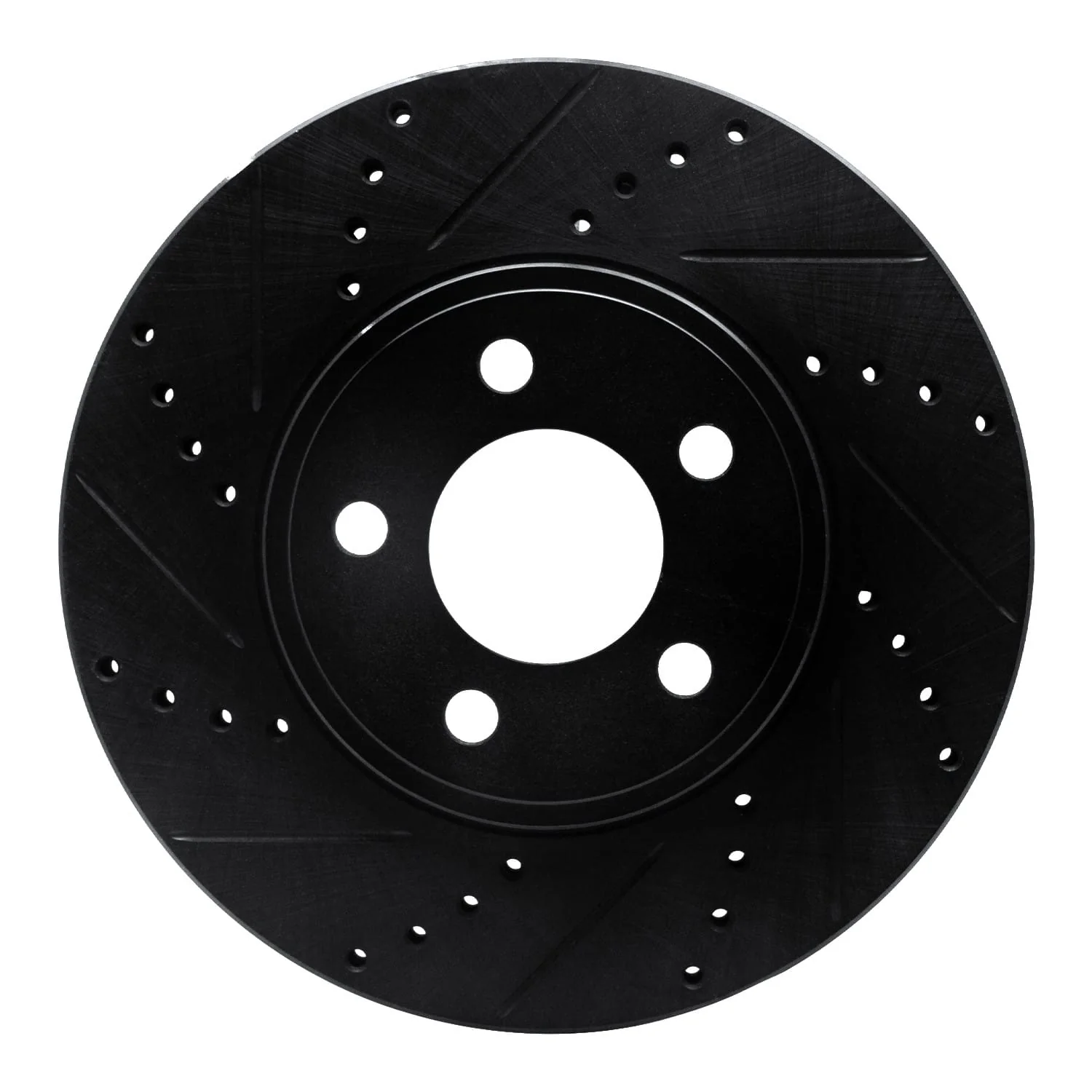 R1 Concepts 03-11 Ford Crown Victoria Front Left Drilled & Slotted Black Brake Rotor