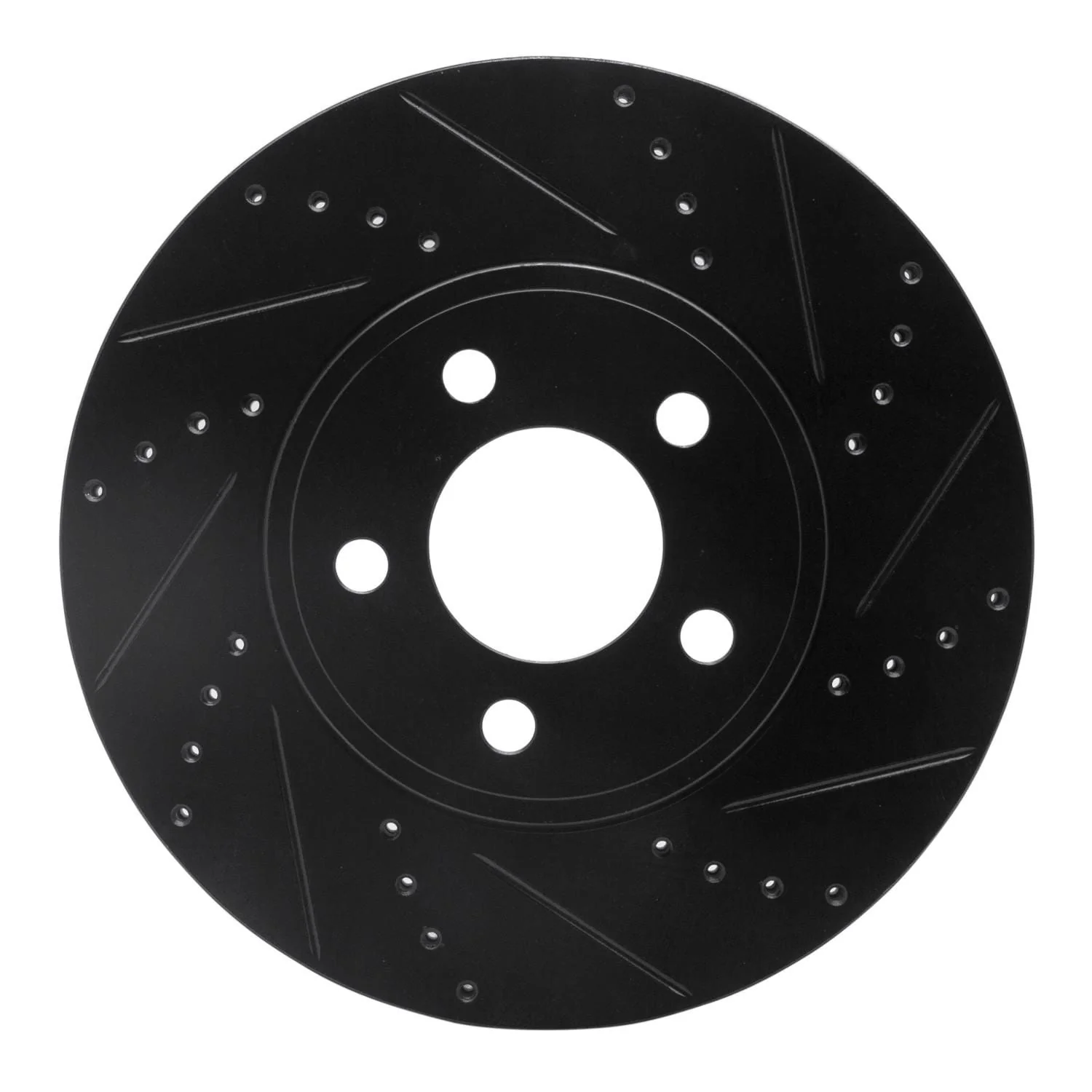 R1 Concepts 03-11 Ford Crown Victoria Front Right Drilled & Slotted Black Brake Rotor