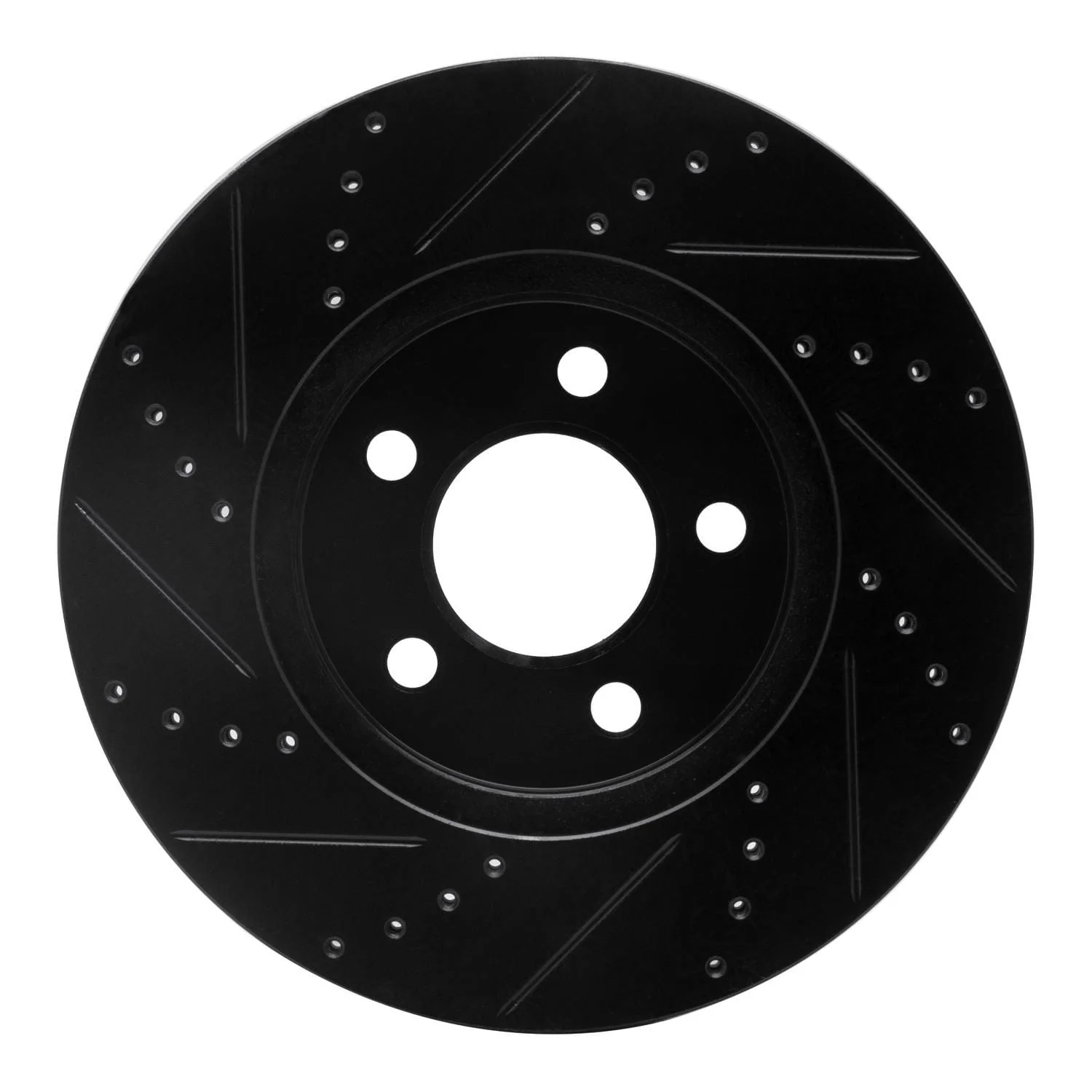 R1 Concepts 03-11 Ford Crown Victoria Front Right Drilled & Slotted Black Brake Rotor - Image 2