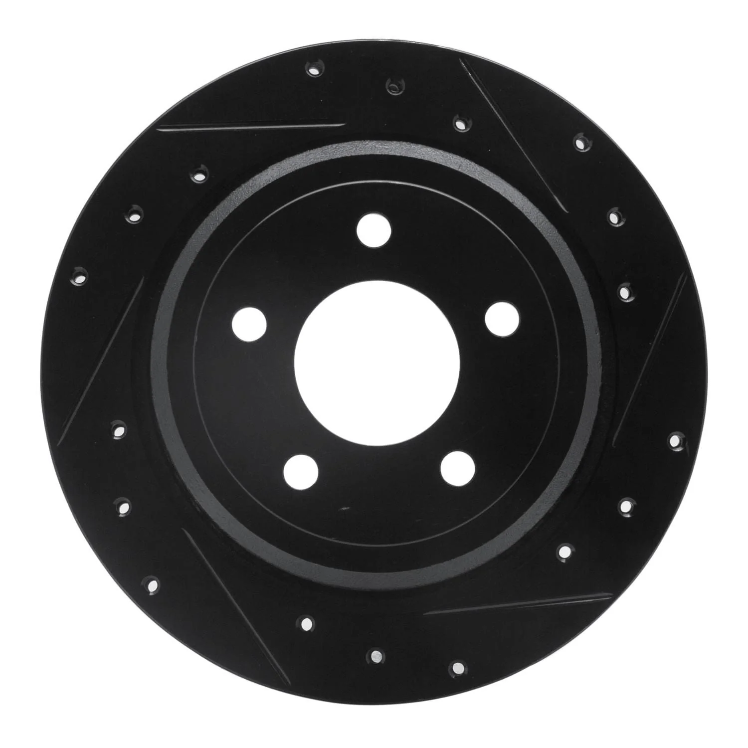 R1 Concepts 03-11 Ford Crown Victoria Rear Right Drilled & Slotted Black Brake Rotor