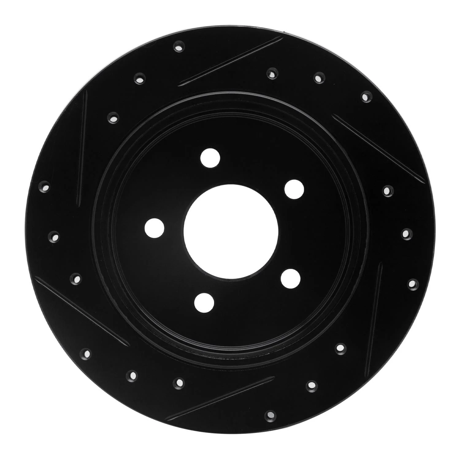 R1 Concepts 03-11 Ford Crown Victoria Rear Right Drilled & Slotted Black Brake Rotor - Image 2
