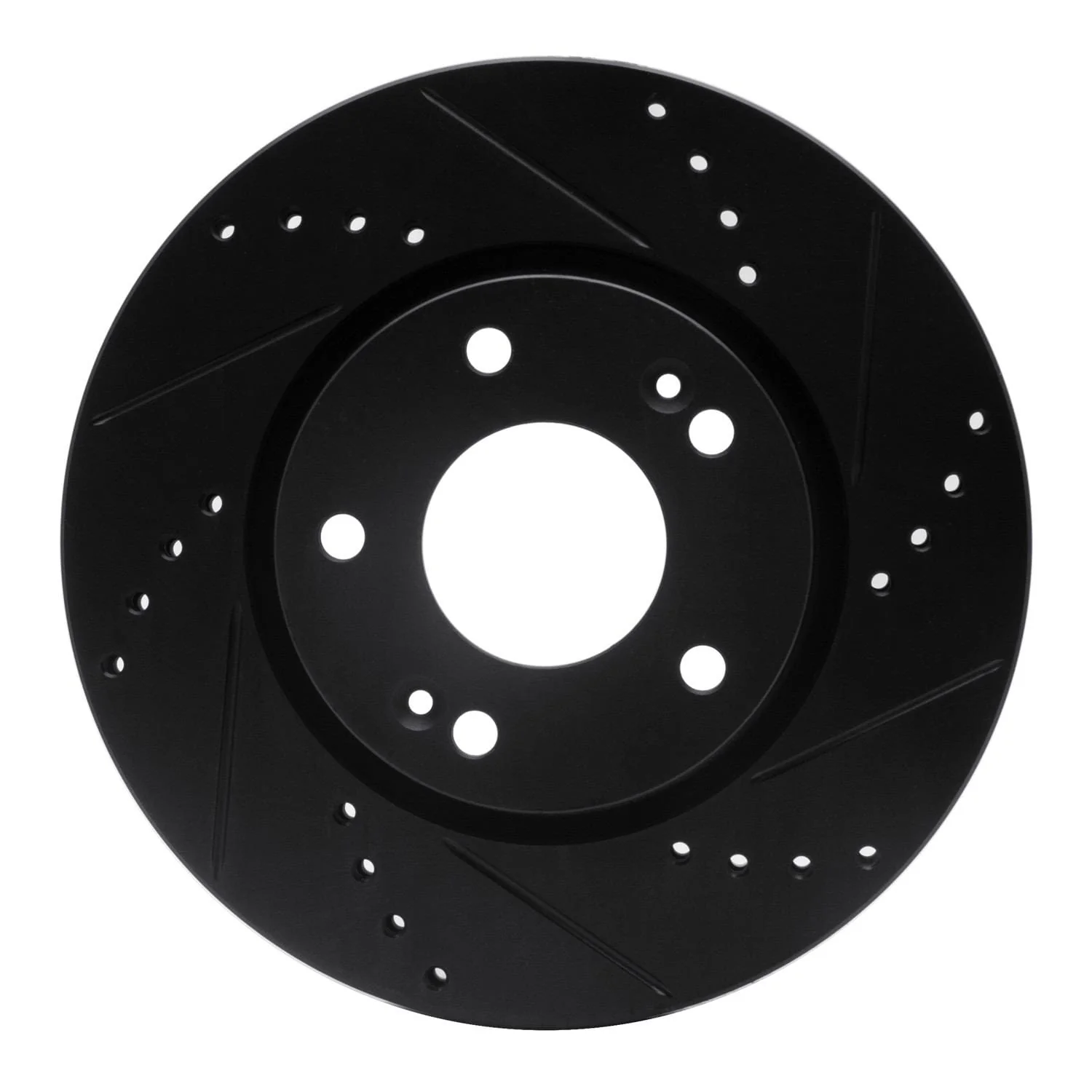R1 Concepts 03-13 Hyundai Elantra Front Right Drilled & Slotted Black Brake Rotor