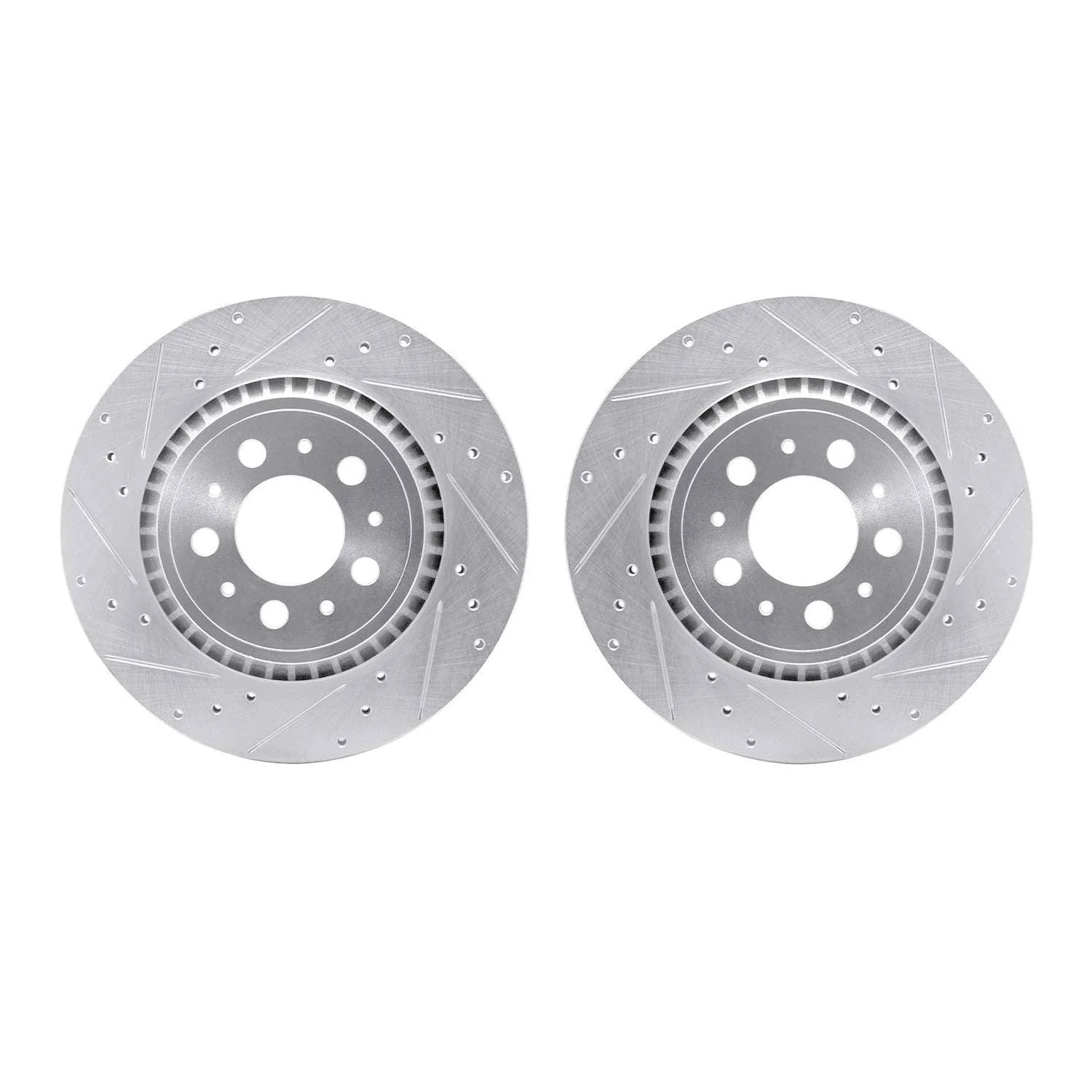 R1 Concepts 03-14 Volvo XC90 Rear Drilled & Slotted Silver Brake Rotor Set