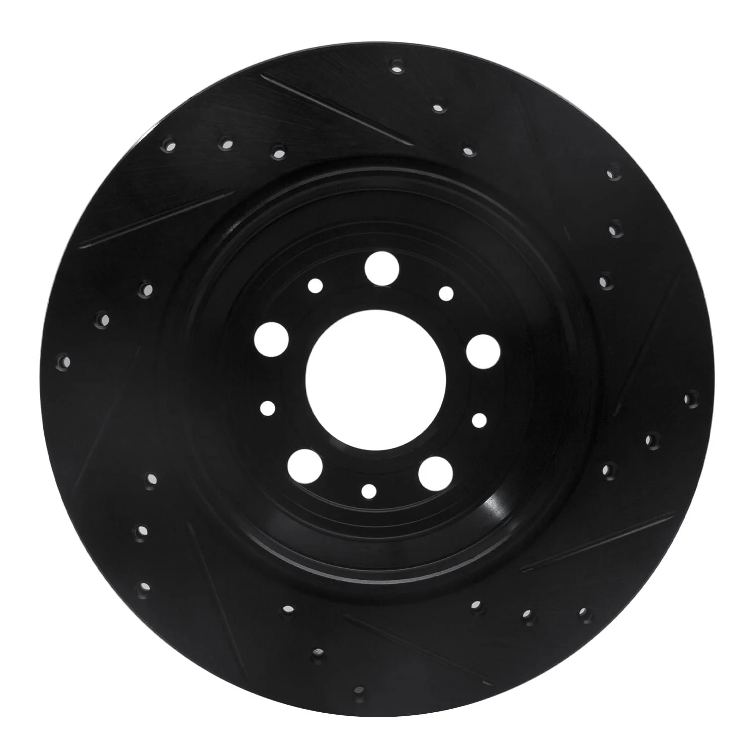 R1 Concepts 03-14 Volvo XC90 Rear Left Drilled & Slotted Black Brake Rotor - Image 2