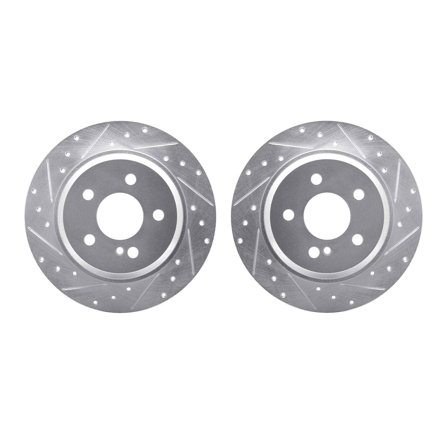 R1 Concepts 03-16 Mercedes-Benz E250 Rear Drilled & Slotted Silver Brake Rotor Set