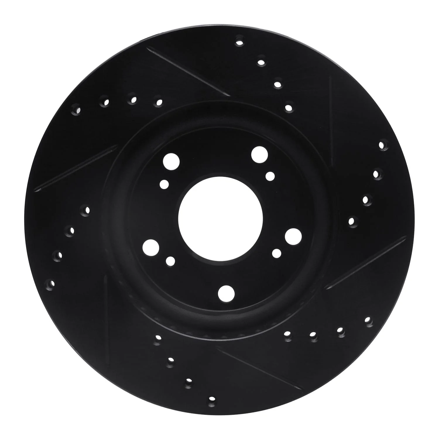 R1 Concepts 03-17 Acura ILX Front Left Drilled & Slotted Black Brake Rotor - Image 2
