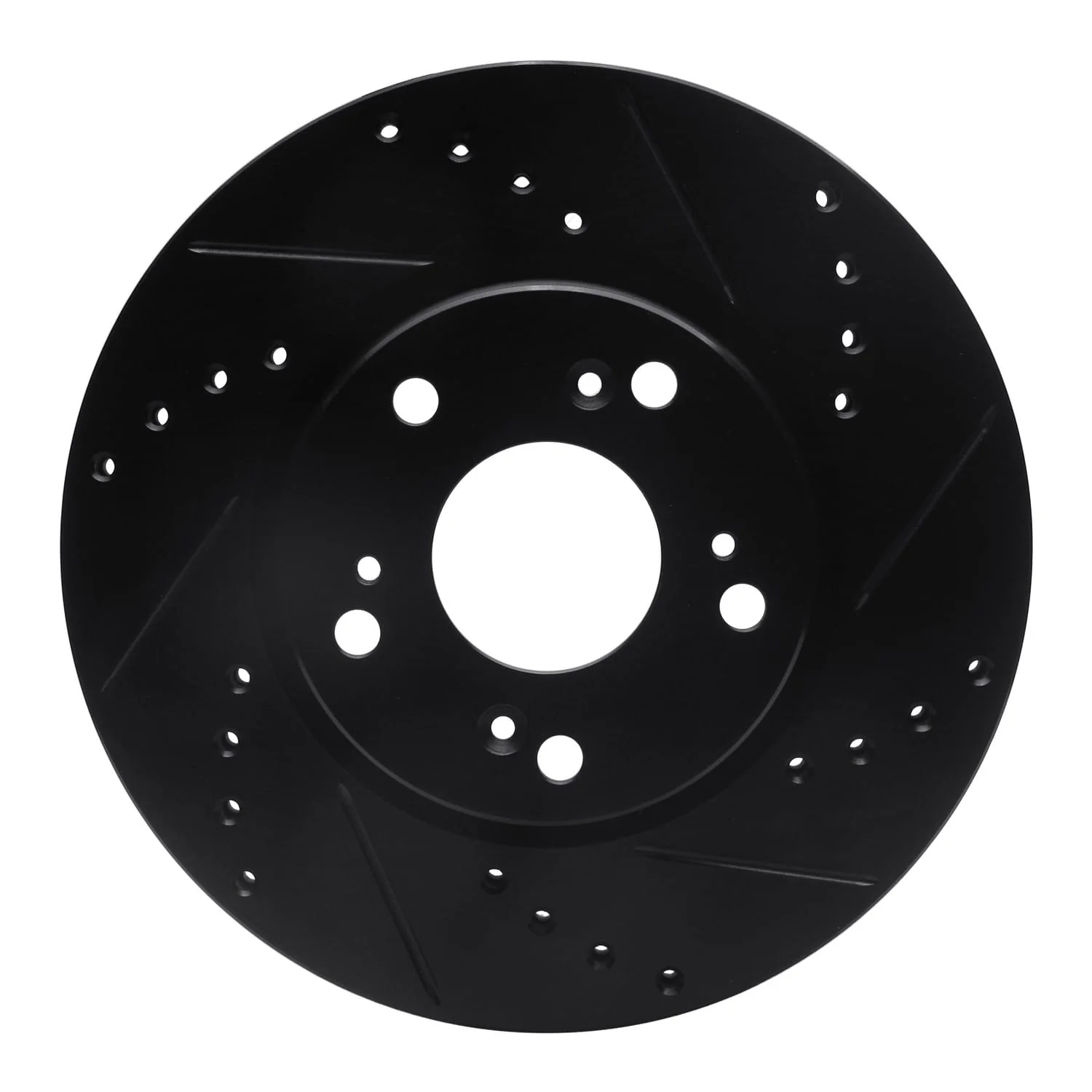 R1 Concepts 03-17 Acura ILX Front Right Drilled & Slotted Black Brake Rotor