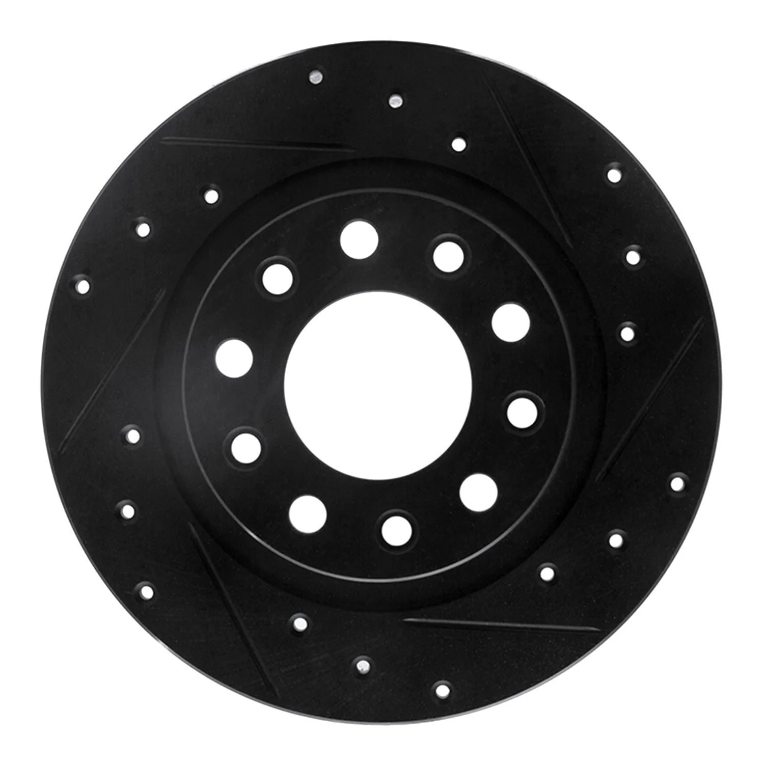 R1 Concepts 03-17 Dodge Viper Rear Right Drilled & Slotted Black Brake Rotor