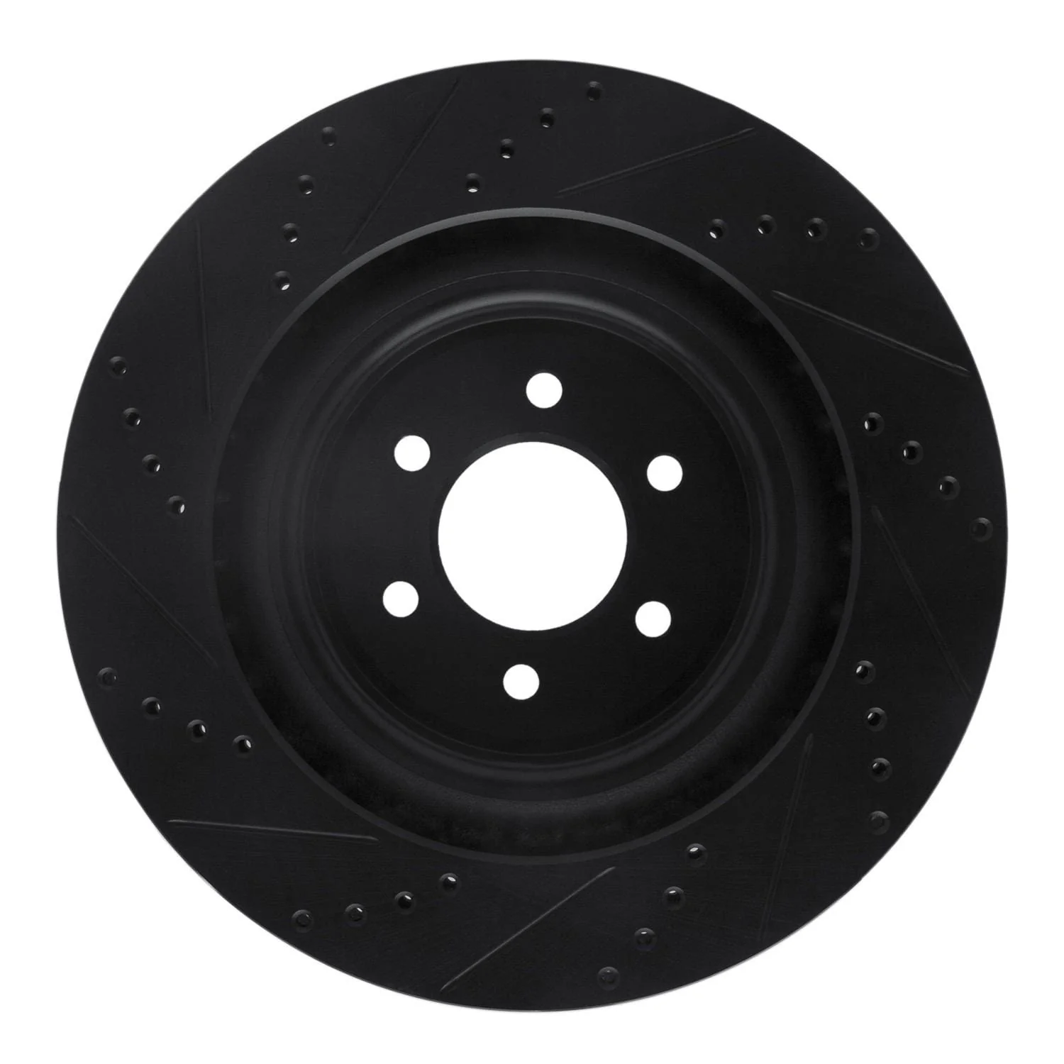 R1 Concepts 03-17 Dodge Viper Rear Right Drilled & Slotted Black Brake Rotor - Image 2