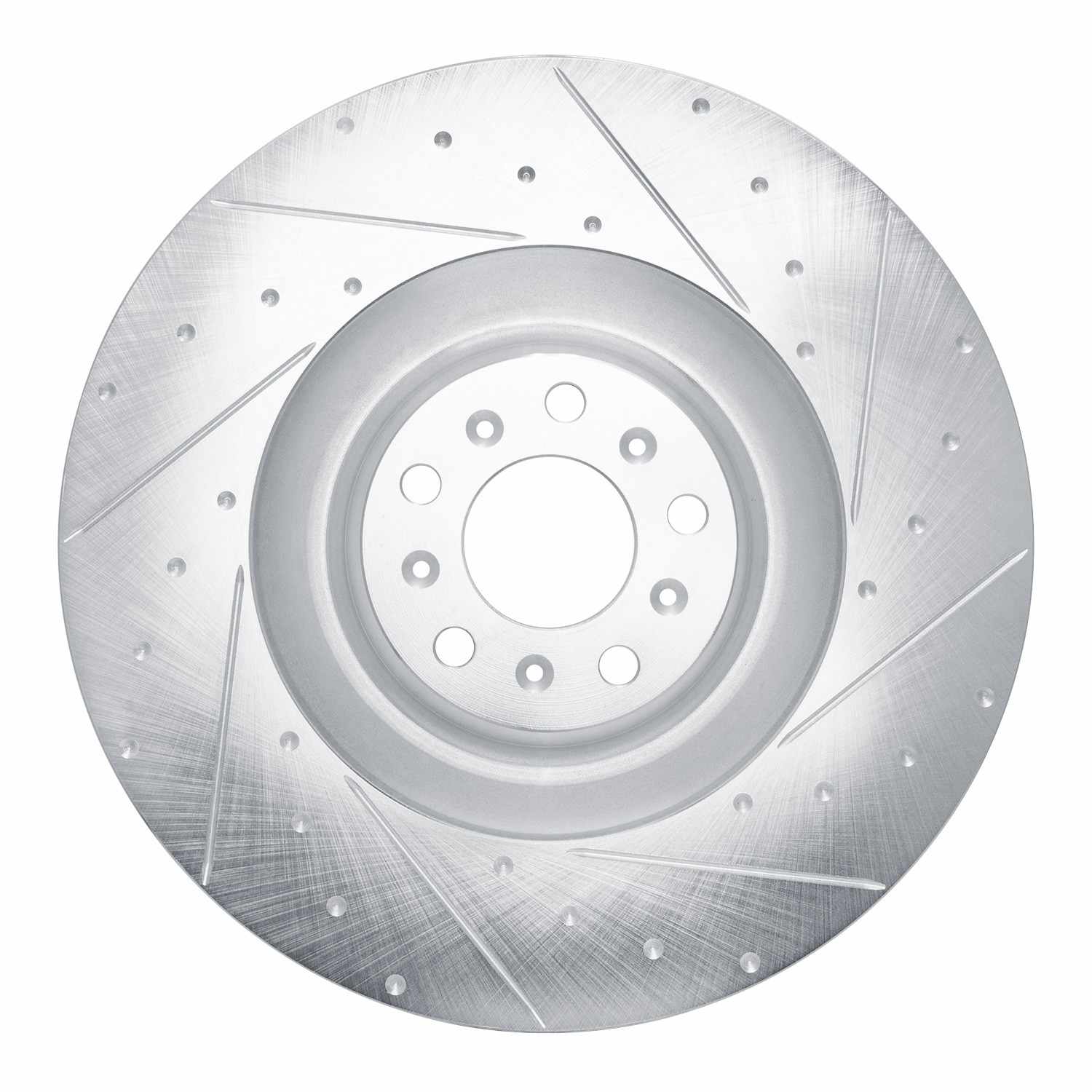 R1 Concepts 03-18 Bentley Flying Spur Front Right Drilled & Slotted Silver Brake Rotor