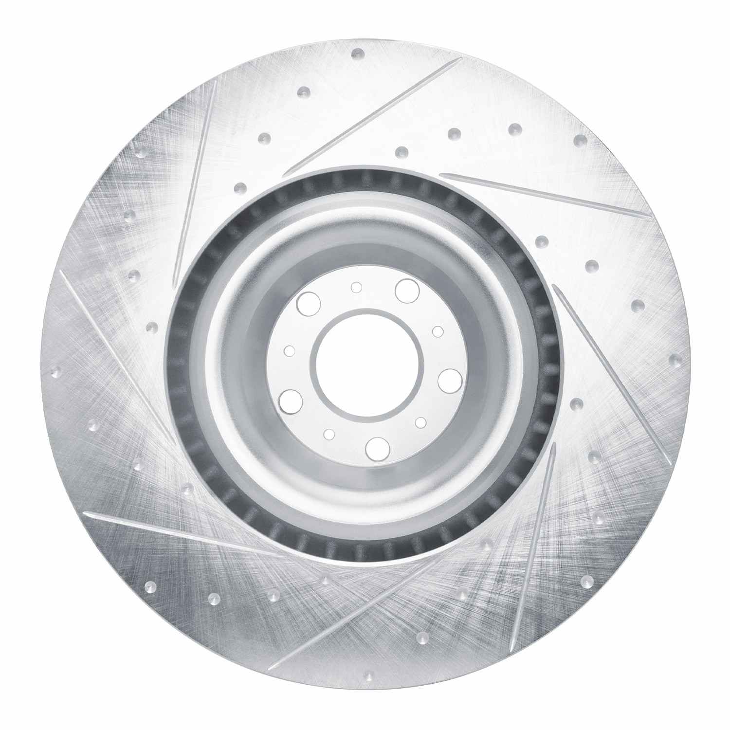 R1 Concepts 03-18 Bentley Flying Spur Front Right Drilled & Slotted Silver Brake Rotor - Image 2
