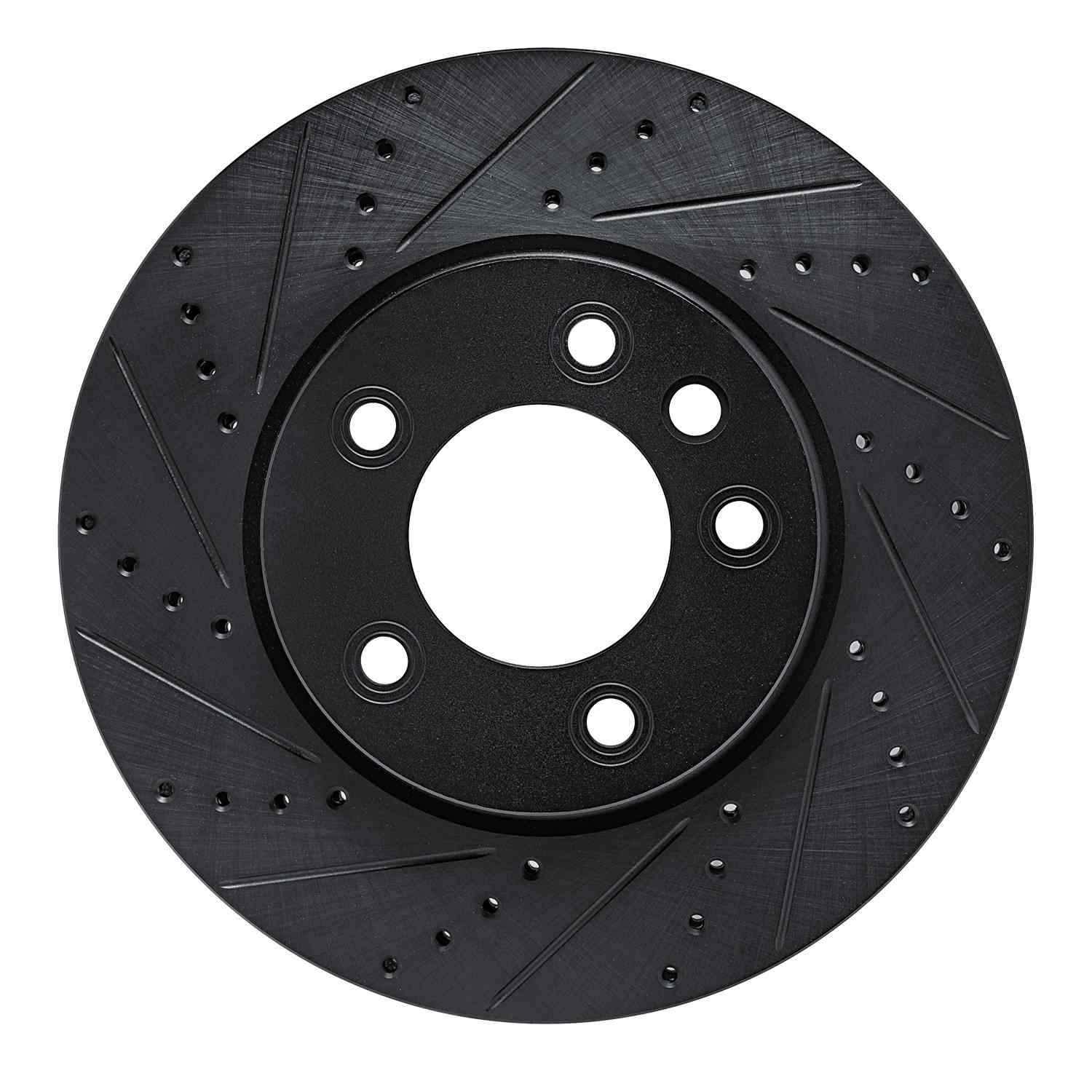 R1 Concepts 03-18 Porsche Cayenne Left Front Drilled & Slotted Black Brake Rotor