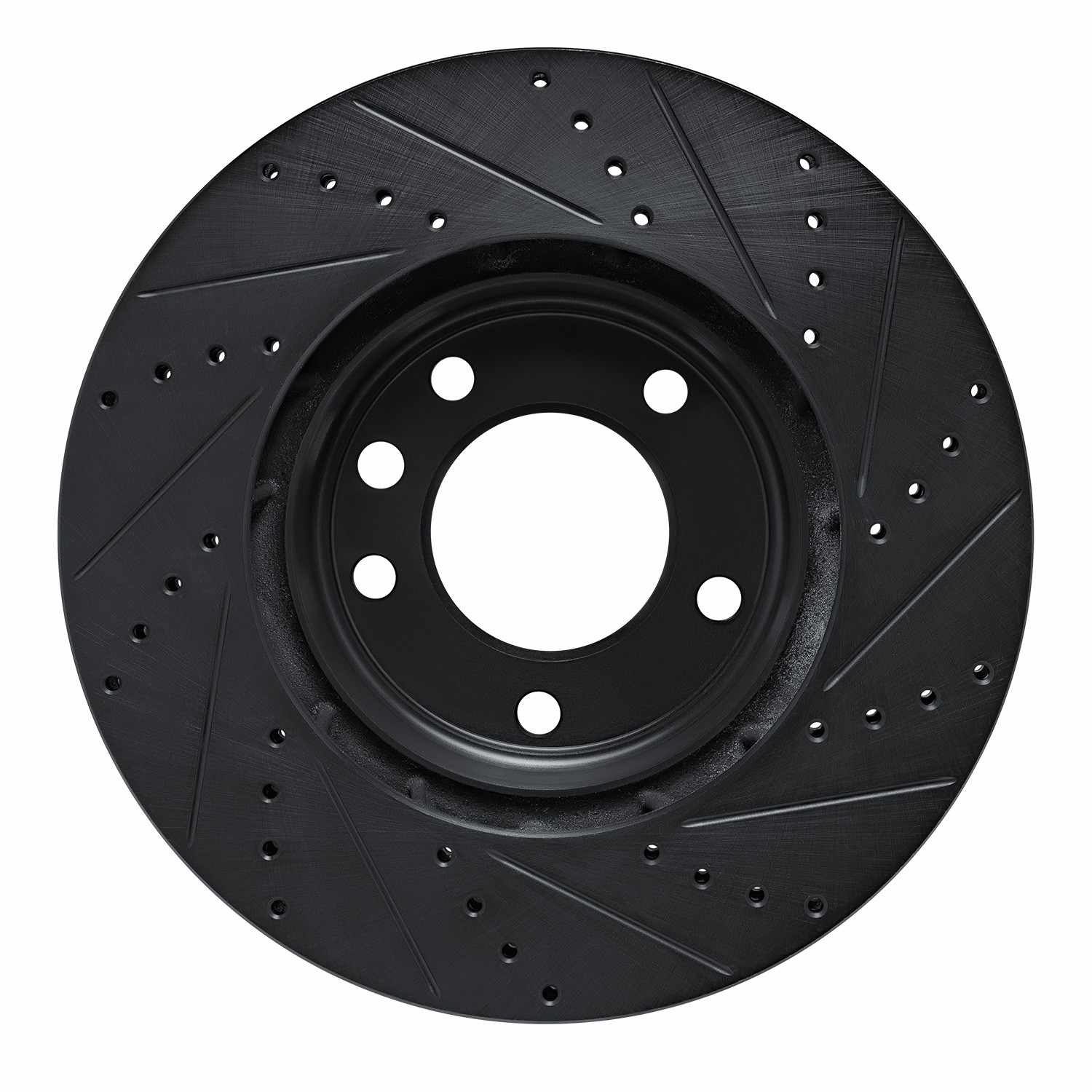 R1 Concepts 03-18 Porsche Cayenne Left Front Drilled & Slotted Black Brake Rotor - Image 2