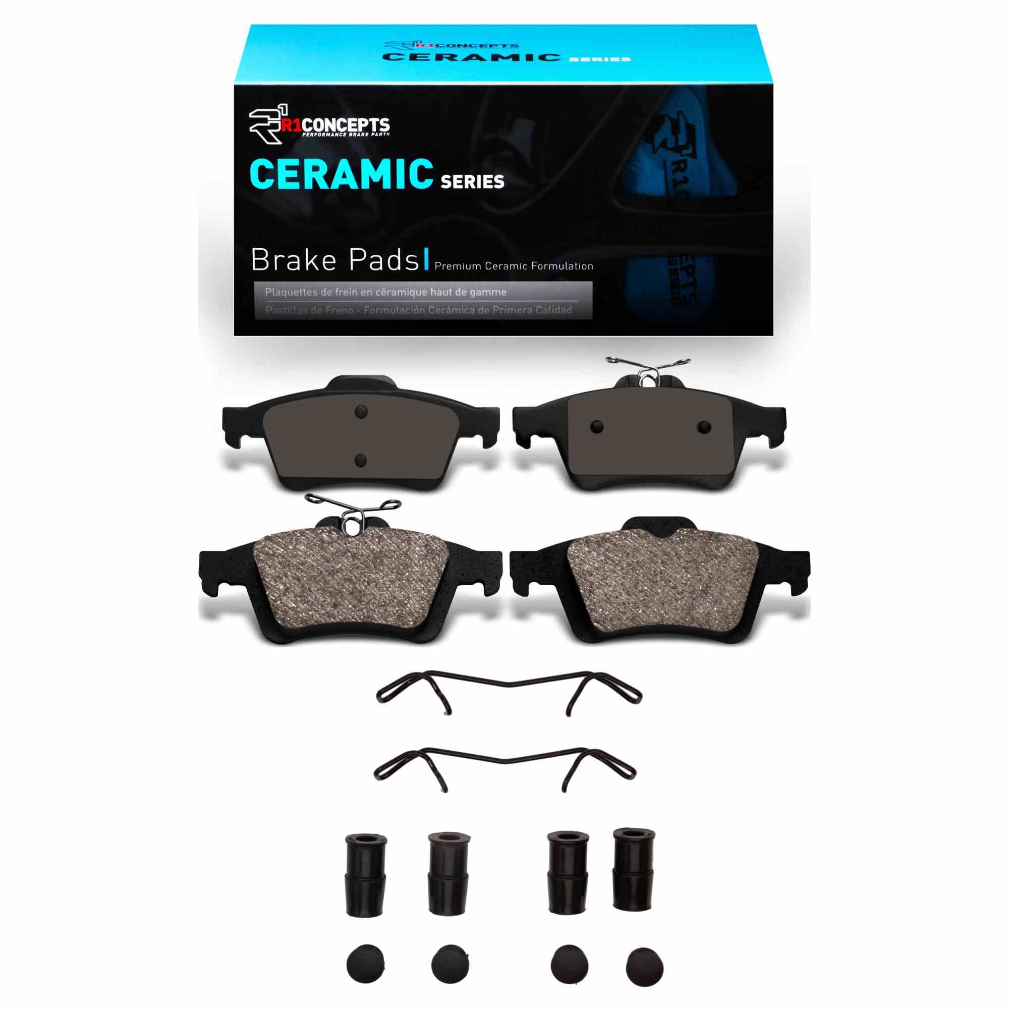 R1 Concepts 03-20 Volvo Xkr Rear Ceramic Brake Pads and Hardware Kit