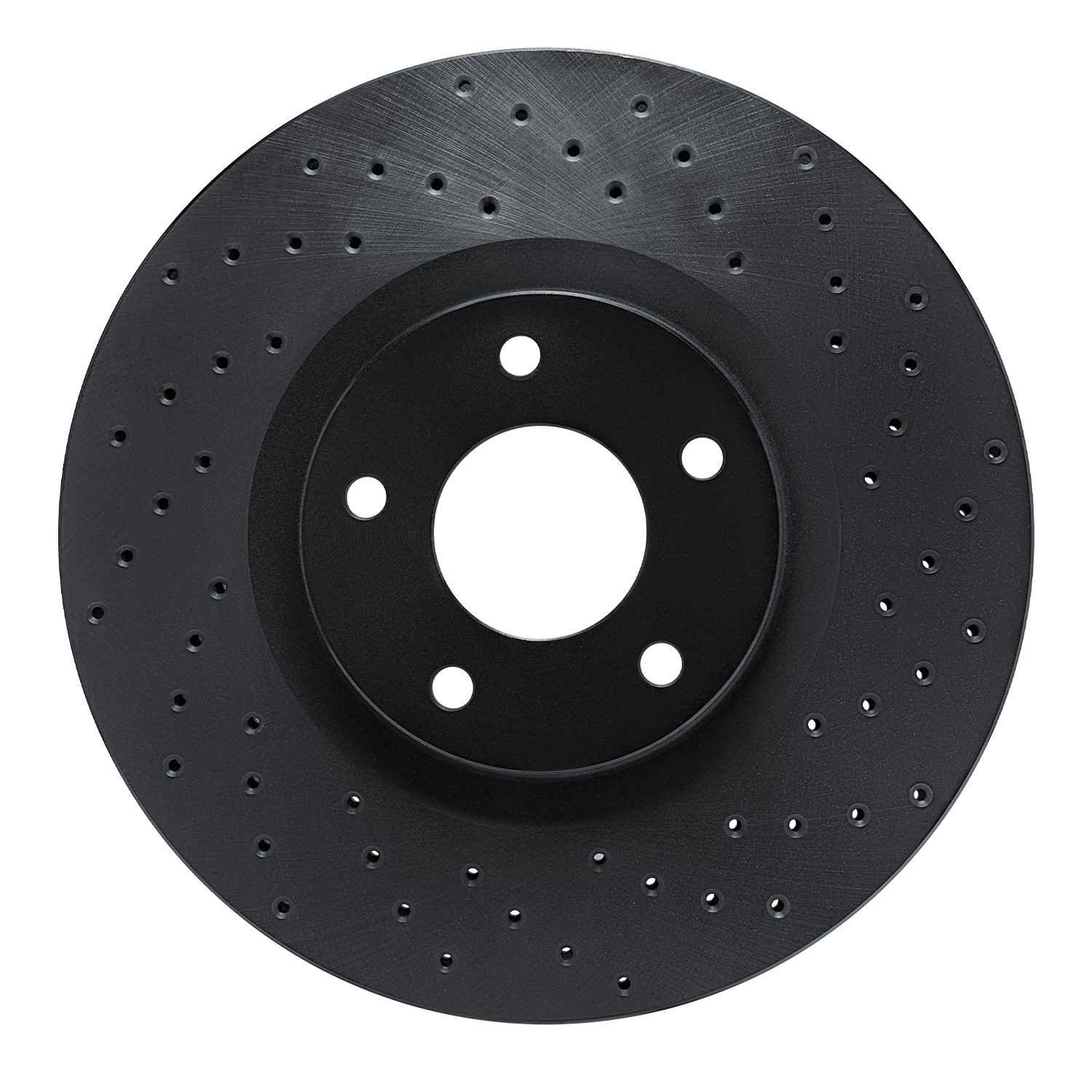 R1 Concepts 03-21 Nissan 350Z Front Right Drilled Black Brake Rotor