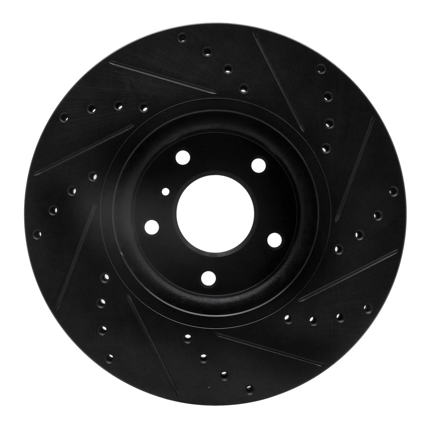 R1 Concepts 03-23 Infiniti EX35 Front Left Drilled & Slotted Black Brake Rotor - Image 2