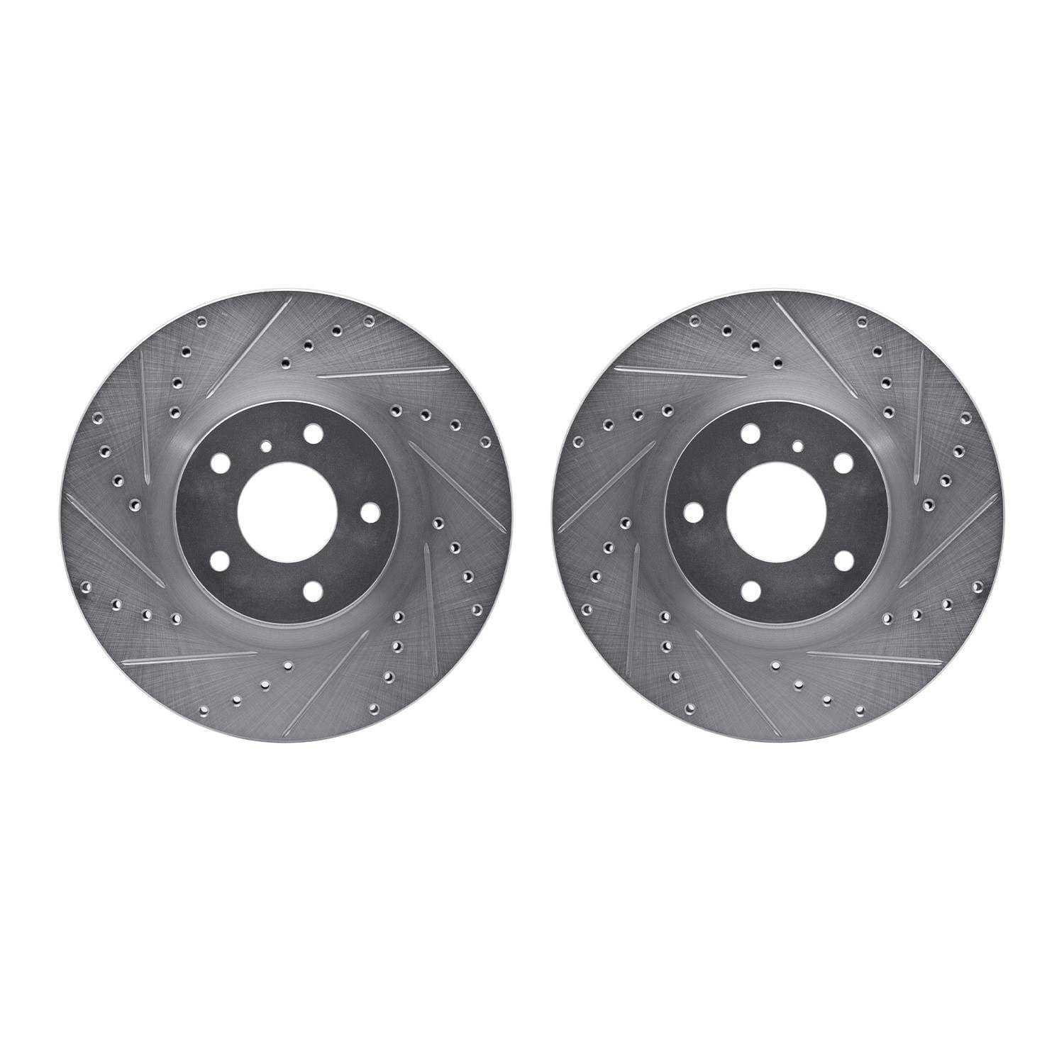 R1 Concepts 03-23 Infiniti G35 Front Drilled & Slotted Silver Brake Rotor Set